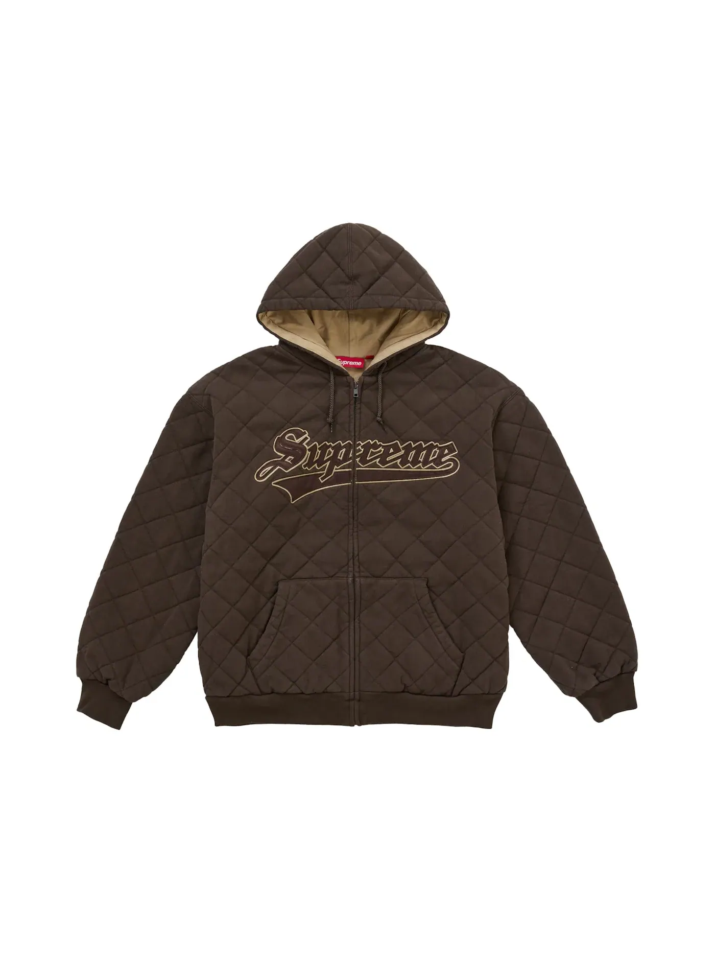 Мужской стеганый худи на молнии Supreme Sweatshirt — изображение 1 из 1, коричневый