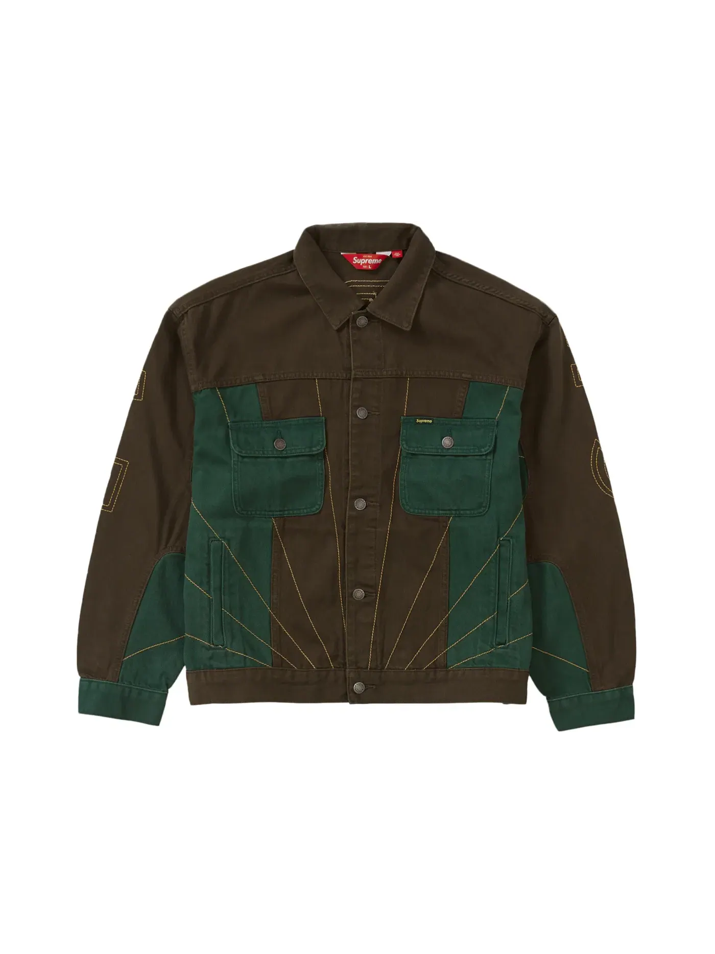 Мужская джинсовая куртка с вышивкой Supreme Radial Jacket Brown — изображение 1 из 2