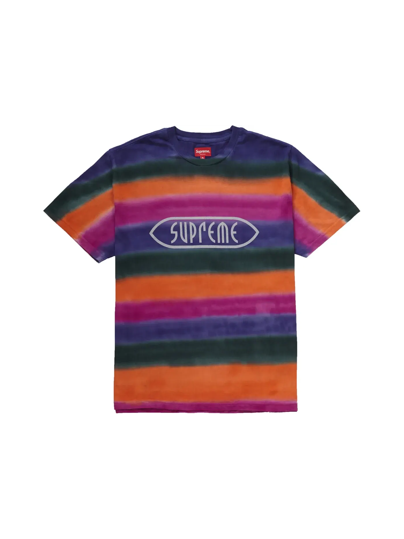 Мужская футболка с принтом Supreme Rainbow Stripe Tee — изображение 1 из 1, оранжевый