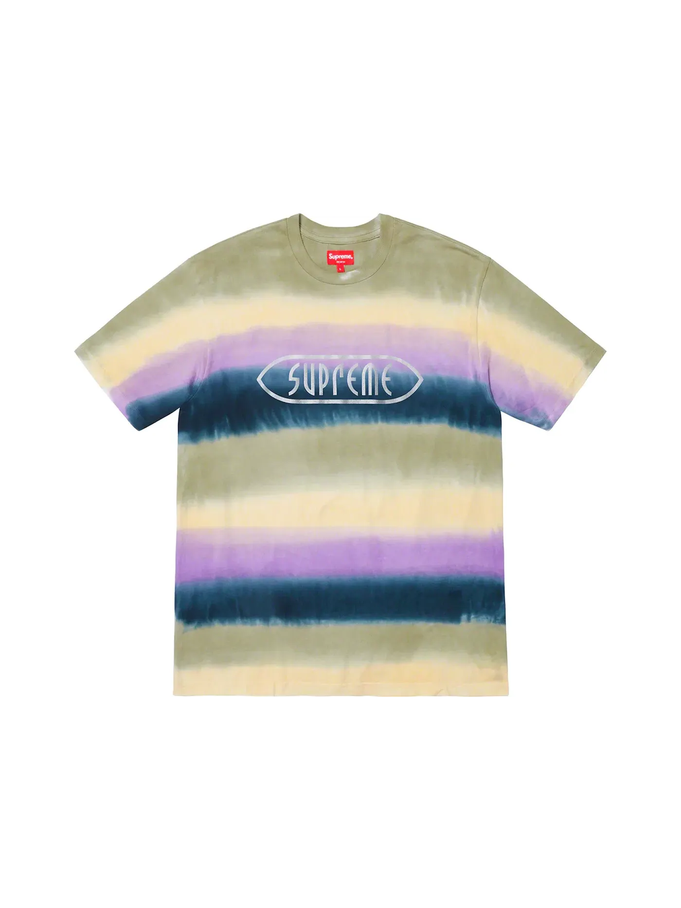 Мужская футболка с принтом Supreme Rainbow Stripe Tee — изображение 1 из 1, фиолетовый