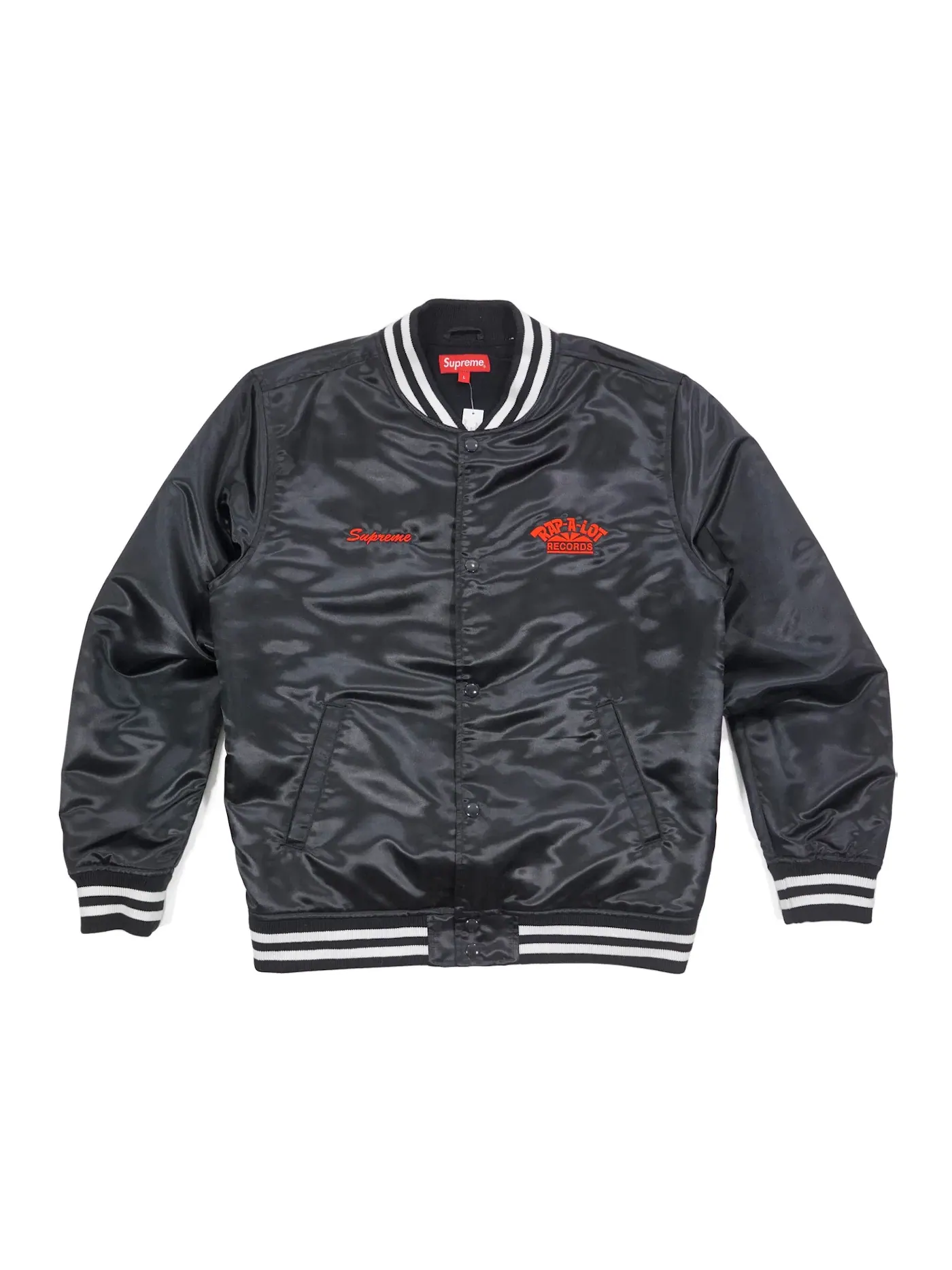 Мужская куртка с сатиновой отделкой Supreme Rap A Lot Records Satin Club Jacket — изображение 1 из 2, черный