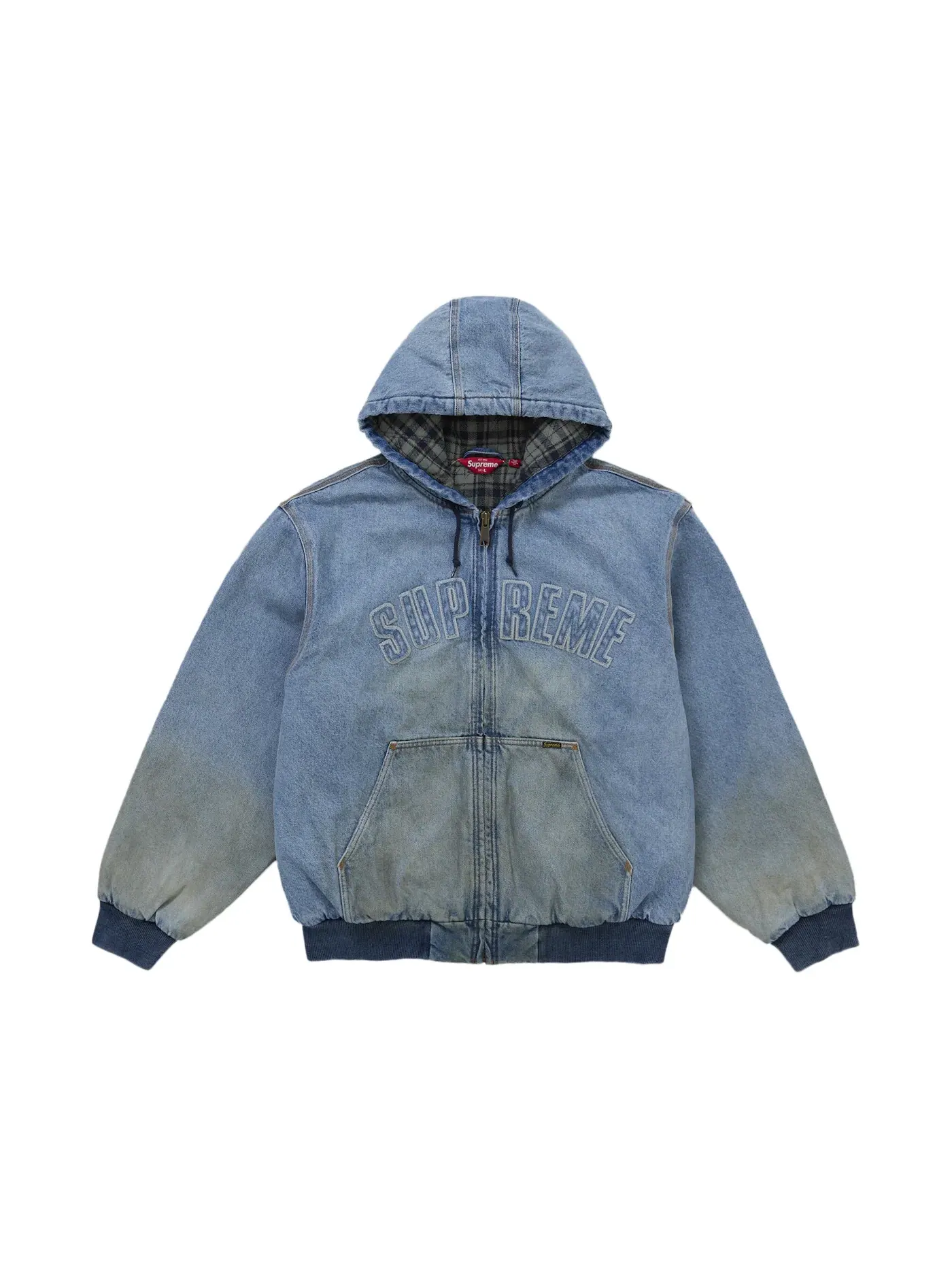 Мужская куртка с капюшоном с принтом Jacket Supreme — изображение 1 из 4, джинсовый синий