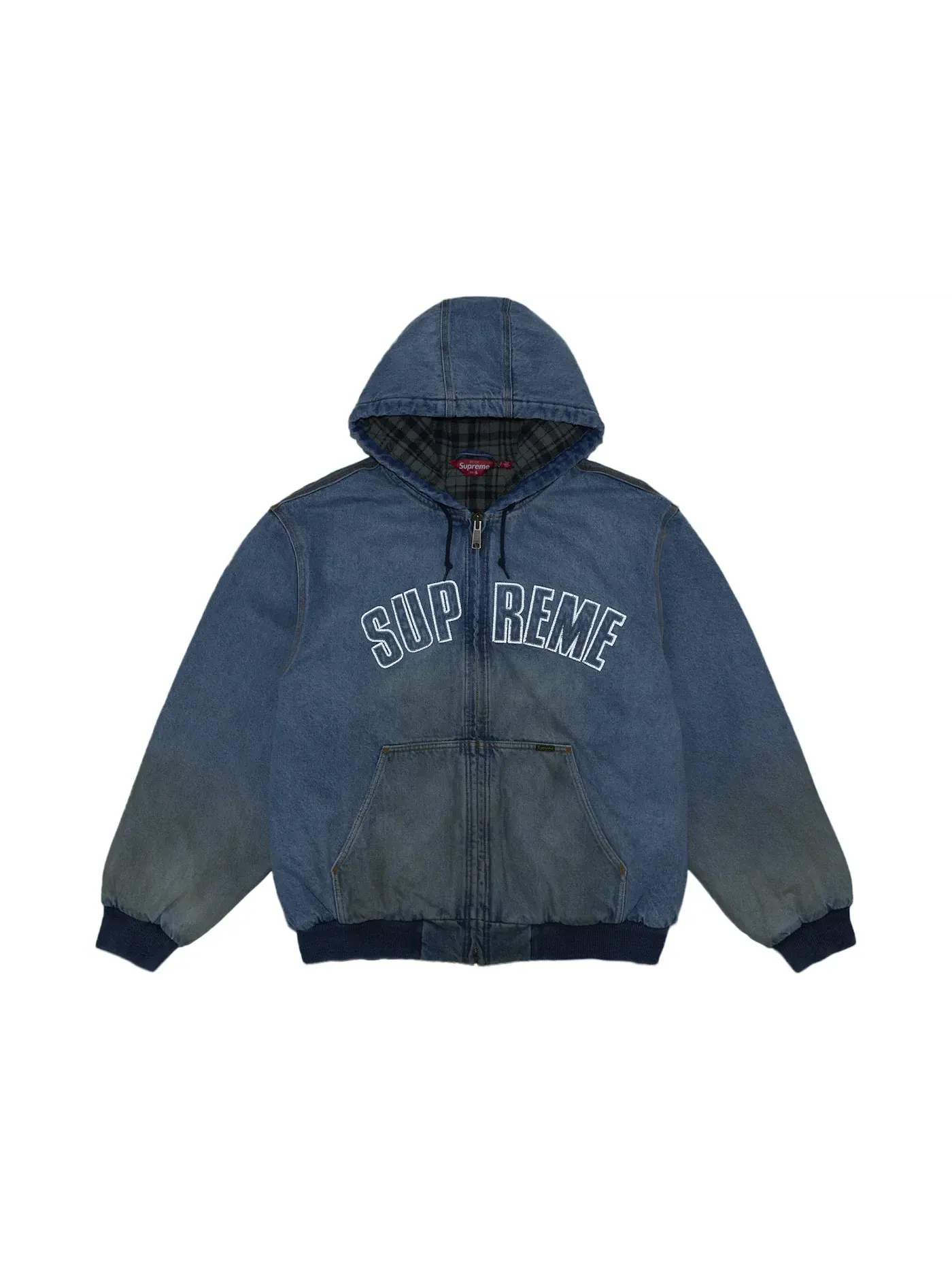 Мужская куртка с капюшоном с принтом Jacket Supreme — изображение 2 из 4, джинсовый синий