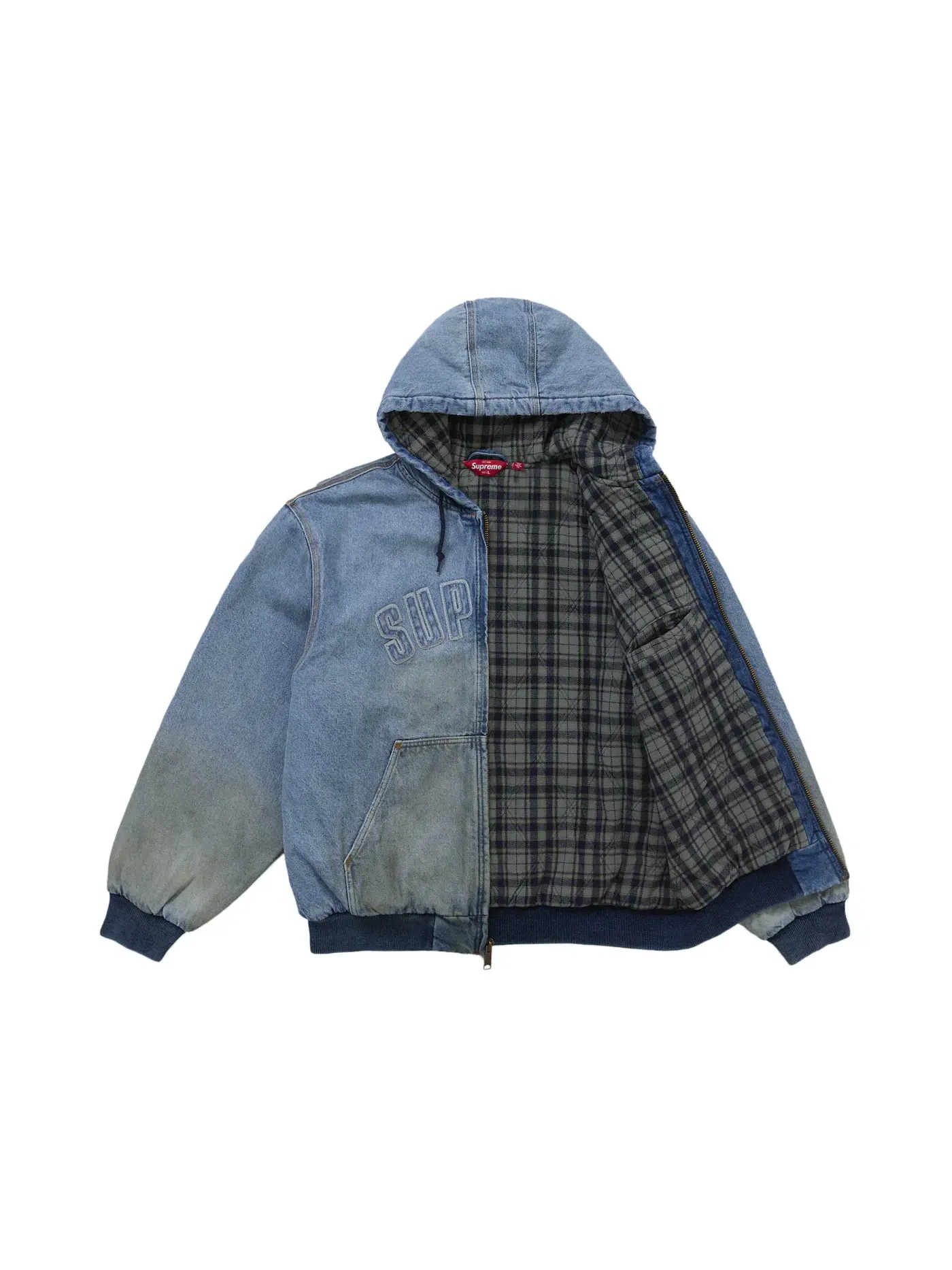 Мужская куртка с капюшоном с принтом Jacket Supreme — изображение 3 из 4, джинсовый синий