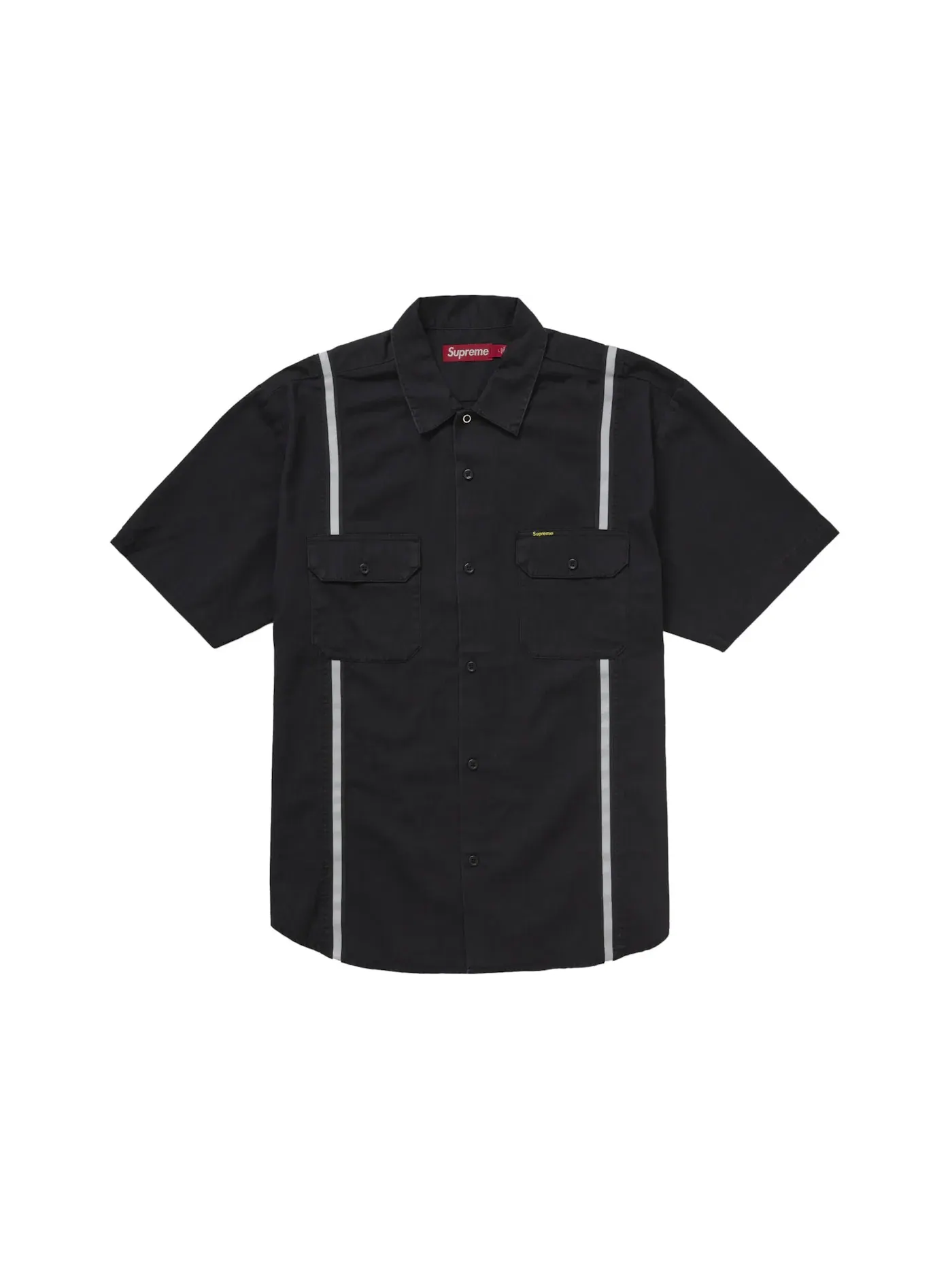 Мужская рубашка с длинным рукавом Supreme Reflective Stripe S/S Work Shirt — изображение 1 из 2, черный
