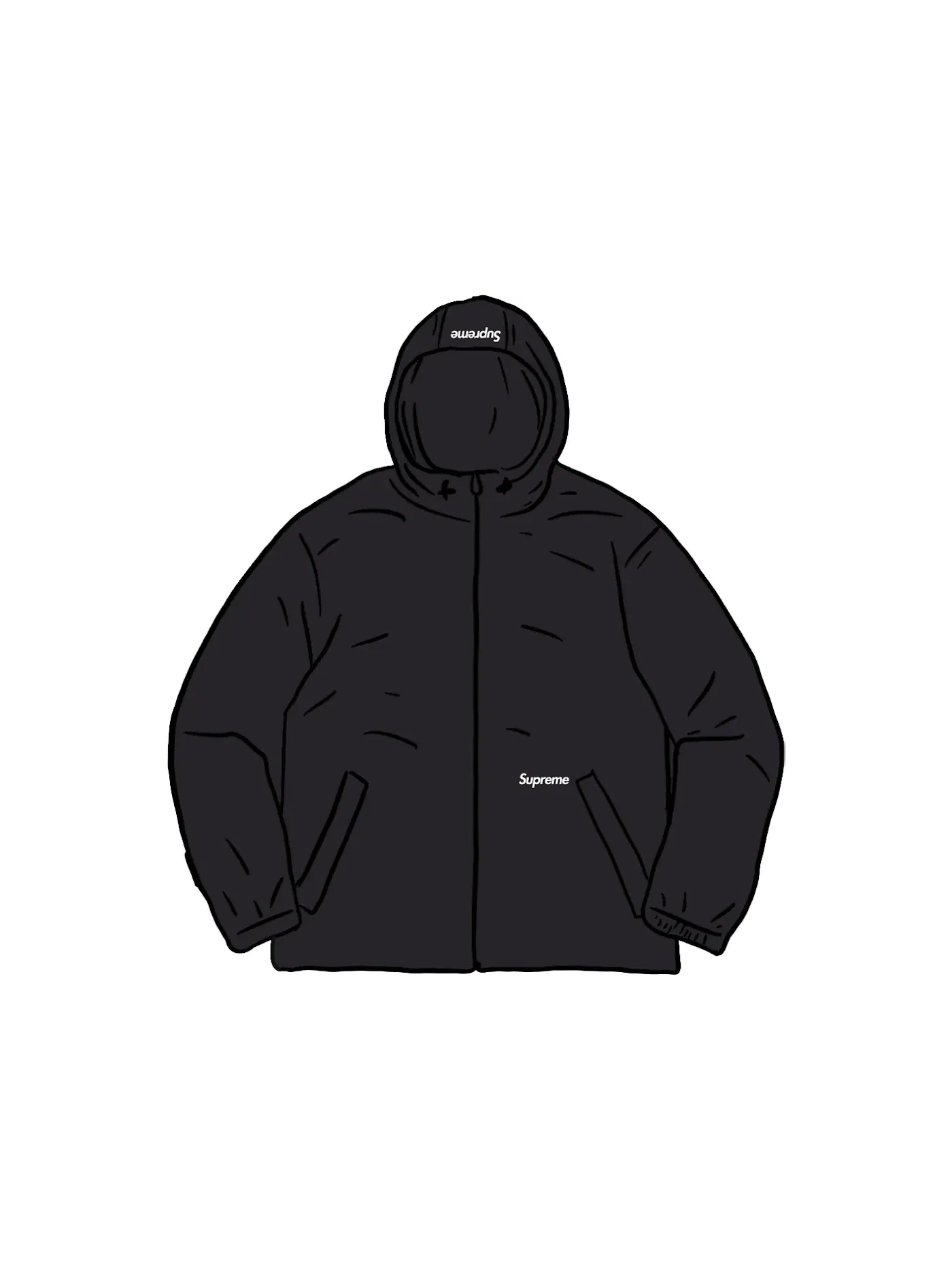 Мужская куртка с принтом Supreme Reflective Zip Hooded Jacket — изображение 1 из 1, черный