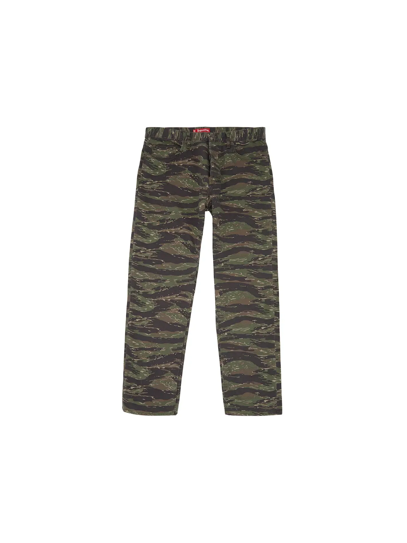 Мужские джинсы с камуфляжным принтом Supreme Regular Jean (SS21), Tigerstripe Camo — изображение 1 из 2