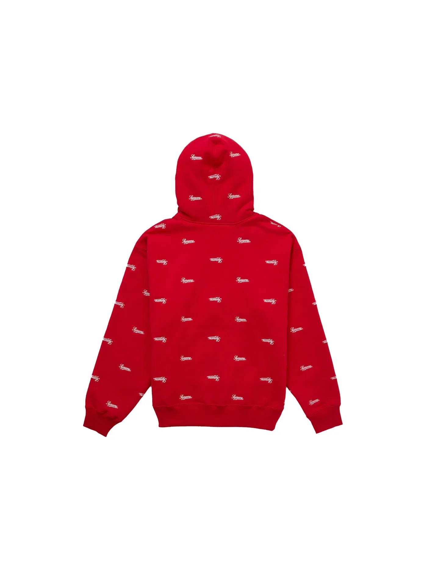 Мужская худи с принтом Supreme Repeat Script Zip Up Hooded Sweatshirt — изображение 2 из 2, красный