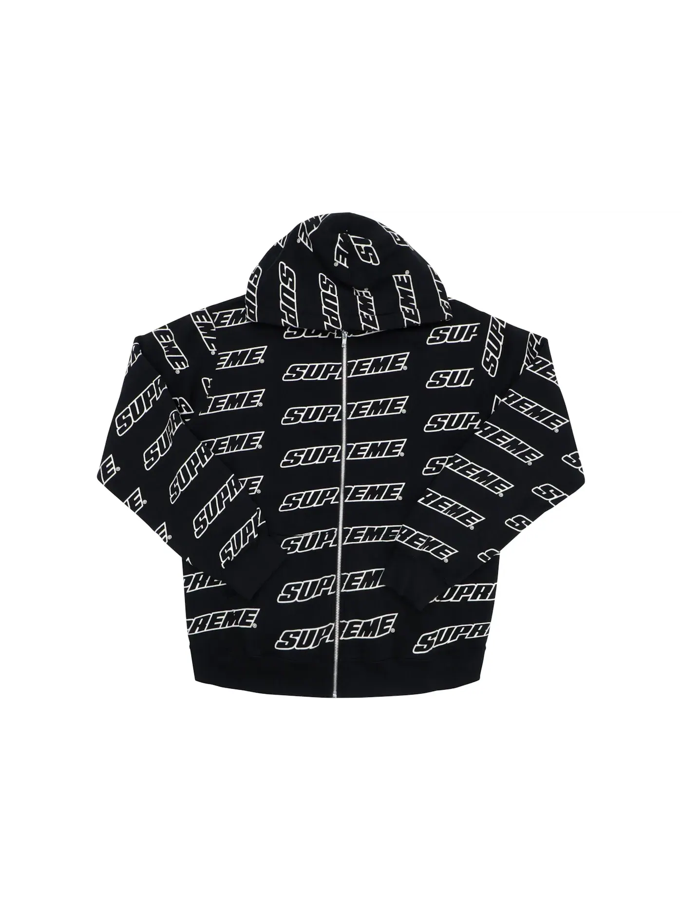 Мужская худи на молнии с принтом Supreme Repeat Zip Up Hooded Sweatshirt Supreme — изображение 1 из 1, черный
