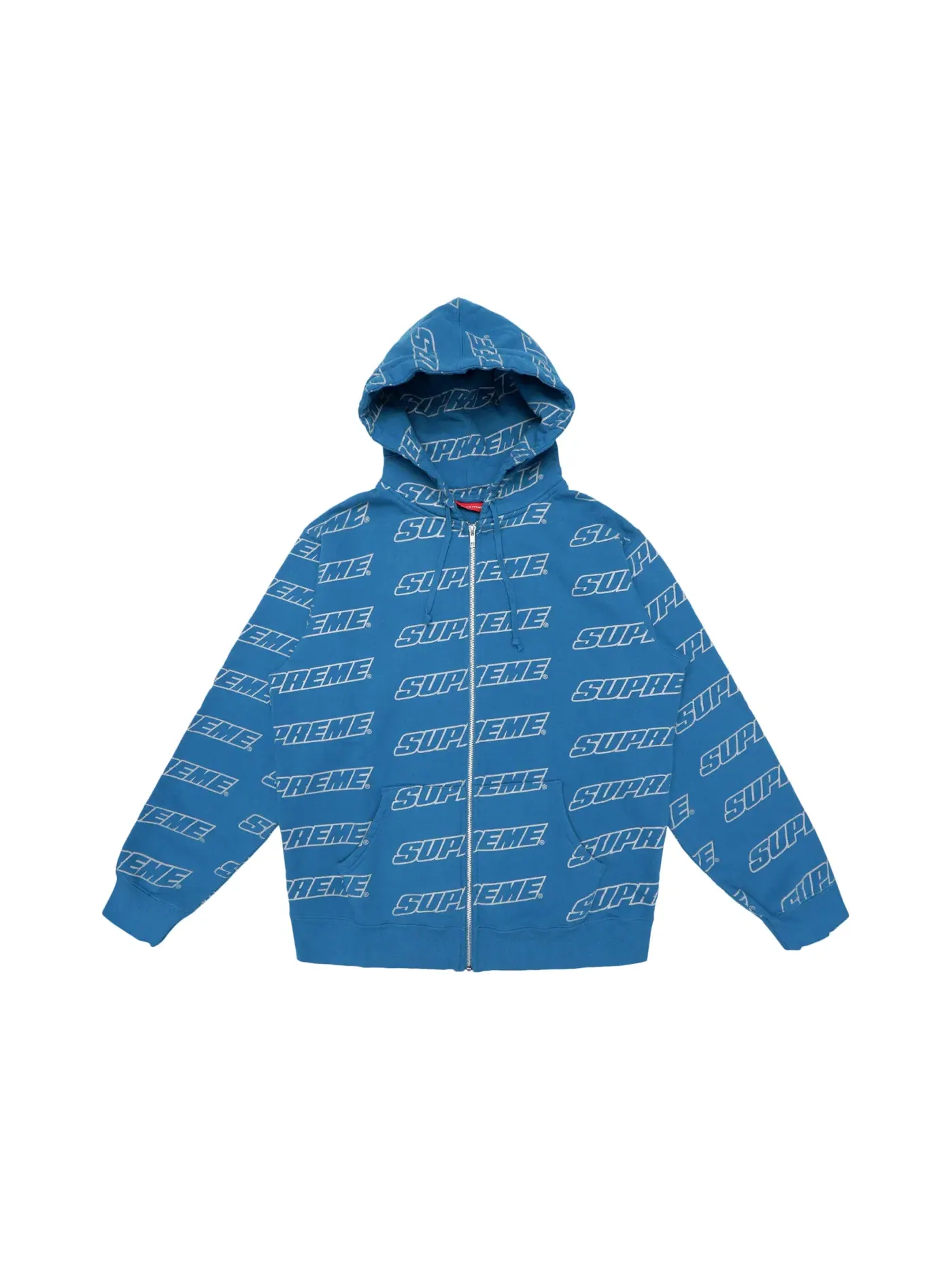 Мужская худи с принтом Supreme Repeat Zip Up Hooded Supreme — изображение 1 из 1, темный голубой