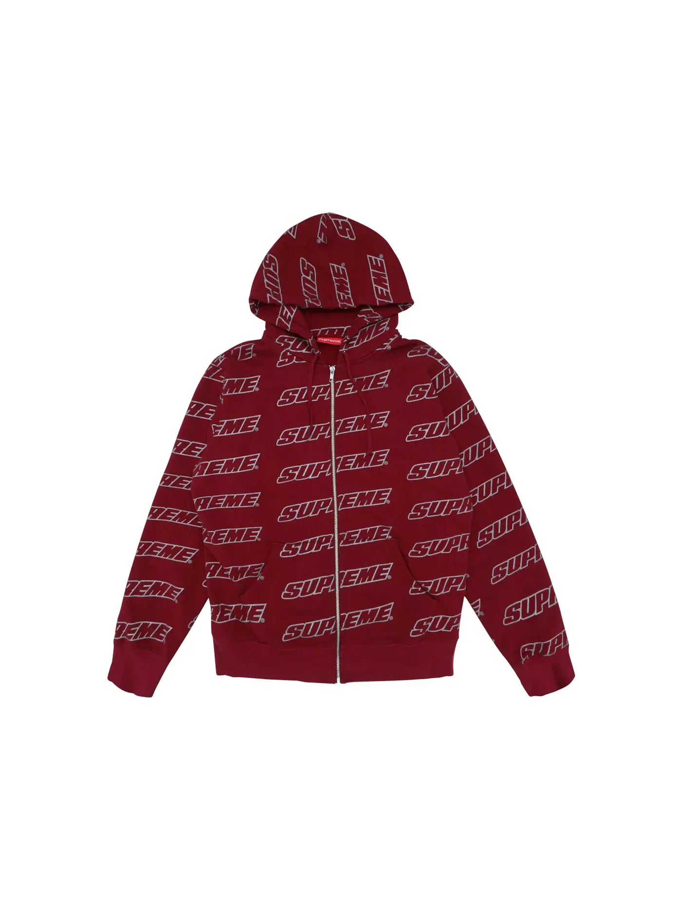 Мужское худи на молнии Supreme Repeat Zip Up Hooded Sweatshirt Supreme — изображение 1 из 1, красный