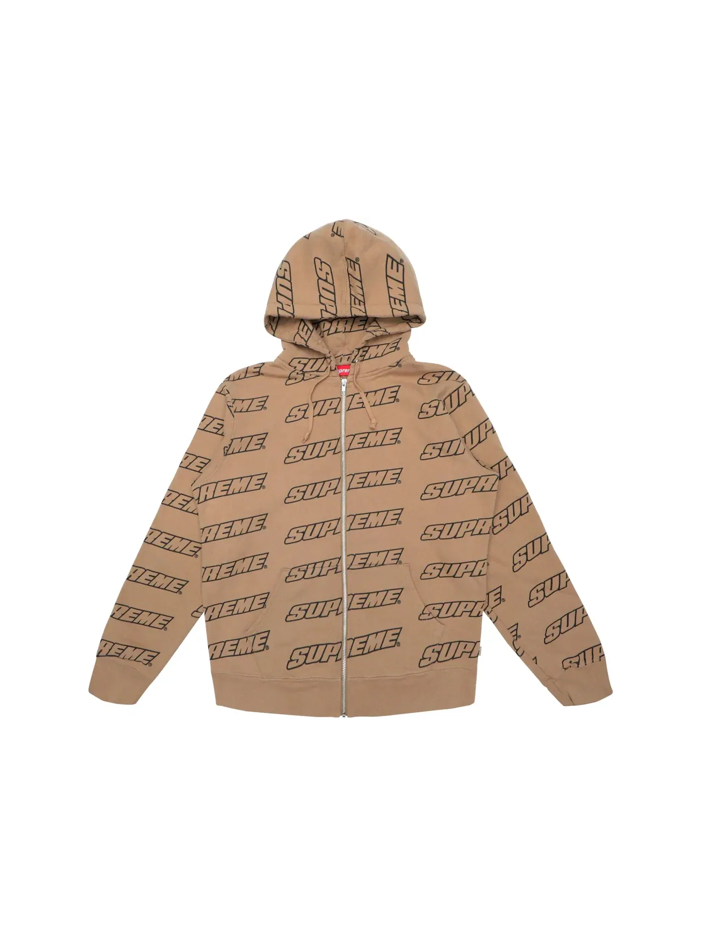 Мужская худи на молнии Supreme Repeat Zip Up Hooded Sweatshirt Supreme — изображение 1 из 1, коричневый