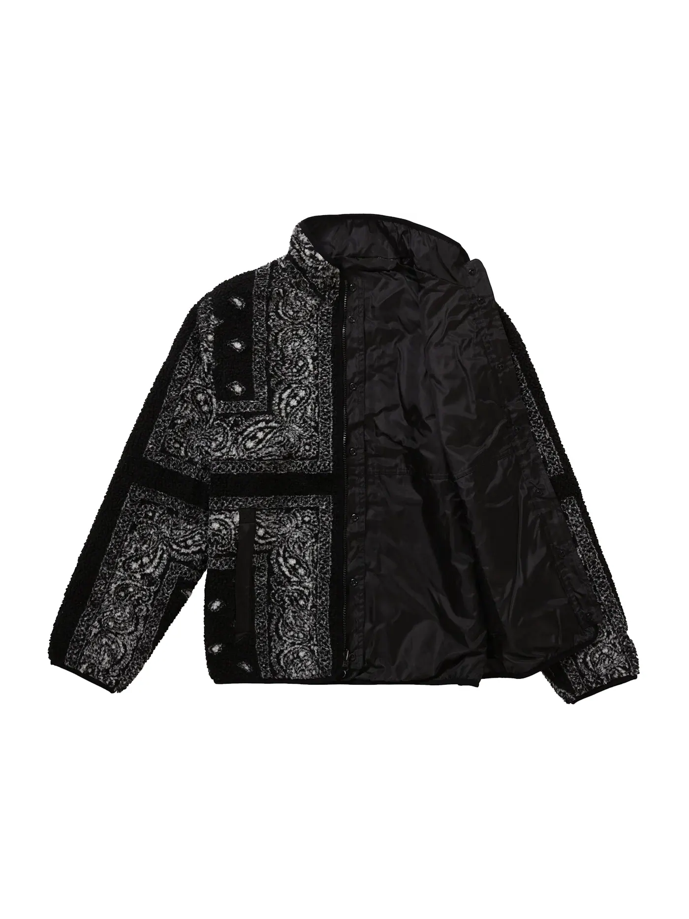 Мужская куртка из флиса с принтом Supreme Reversible Bandana Fleece Jacket — изображение 2 из 3, черный