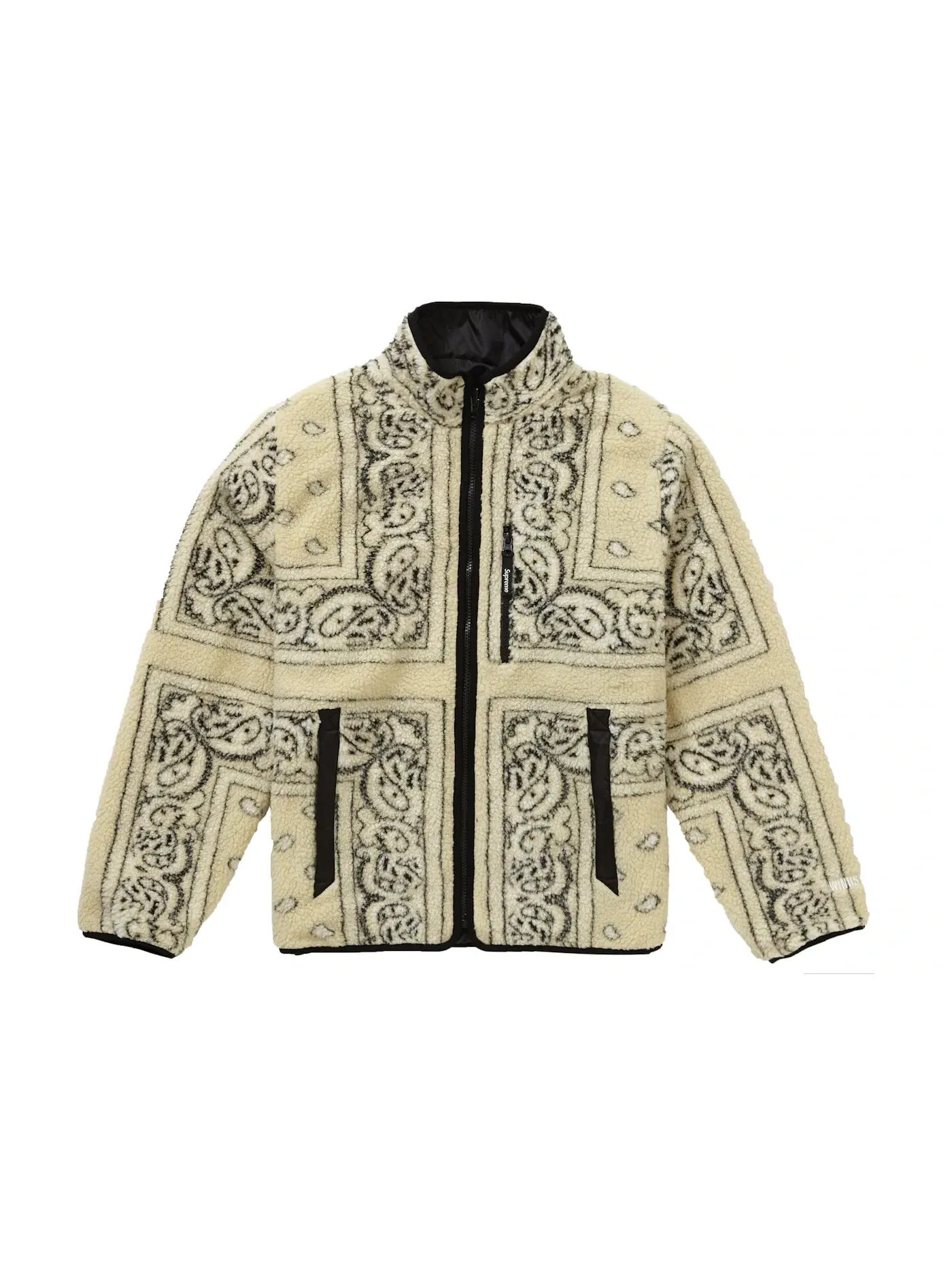 Мужская куртка-флис реверсивная с принтом Supreme Fleece Jacket — изображение 1 из 3, бежевый