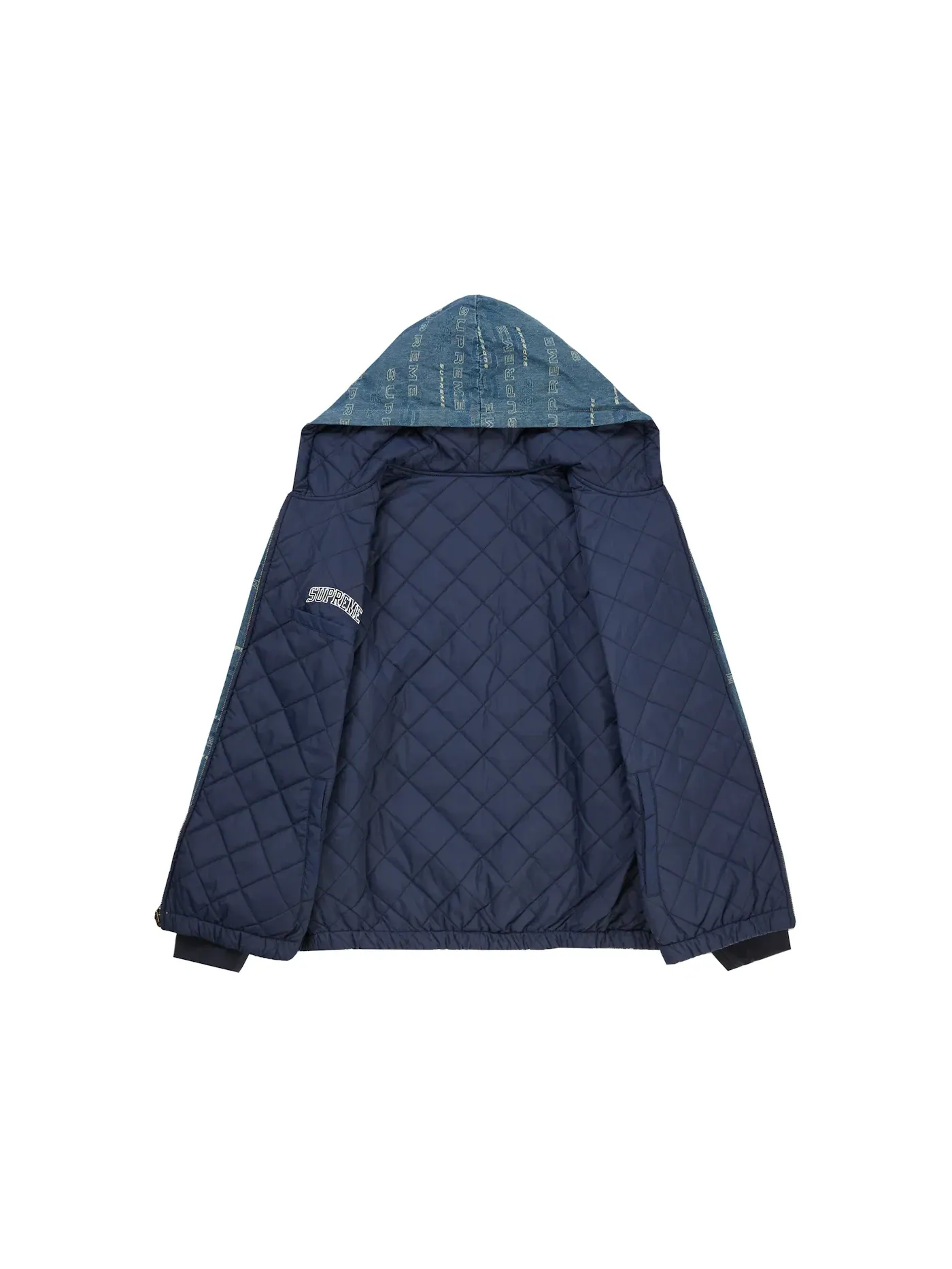 Мужская куртка-джинсовка двусторонняя Supreme Reversible Dimensions Logo Denim Work Jacket — изображение 3 из 4, синий