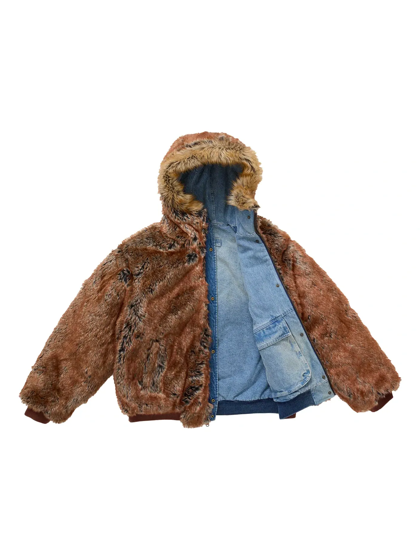 Мужская куртка двусторонняя из искусственного меха с капюшоном Supreme Jacket — изображение 5 из 5, синий