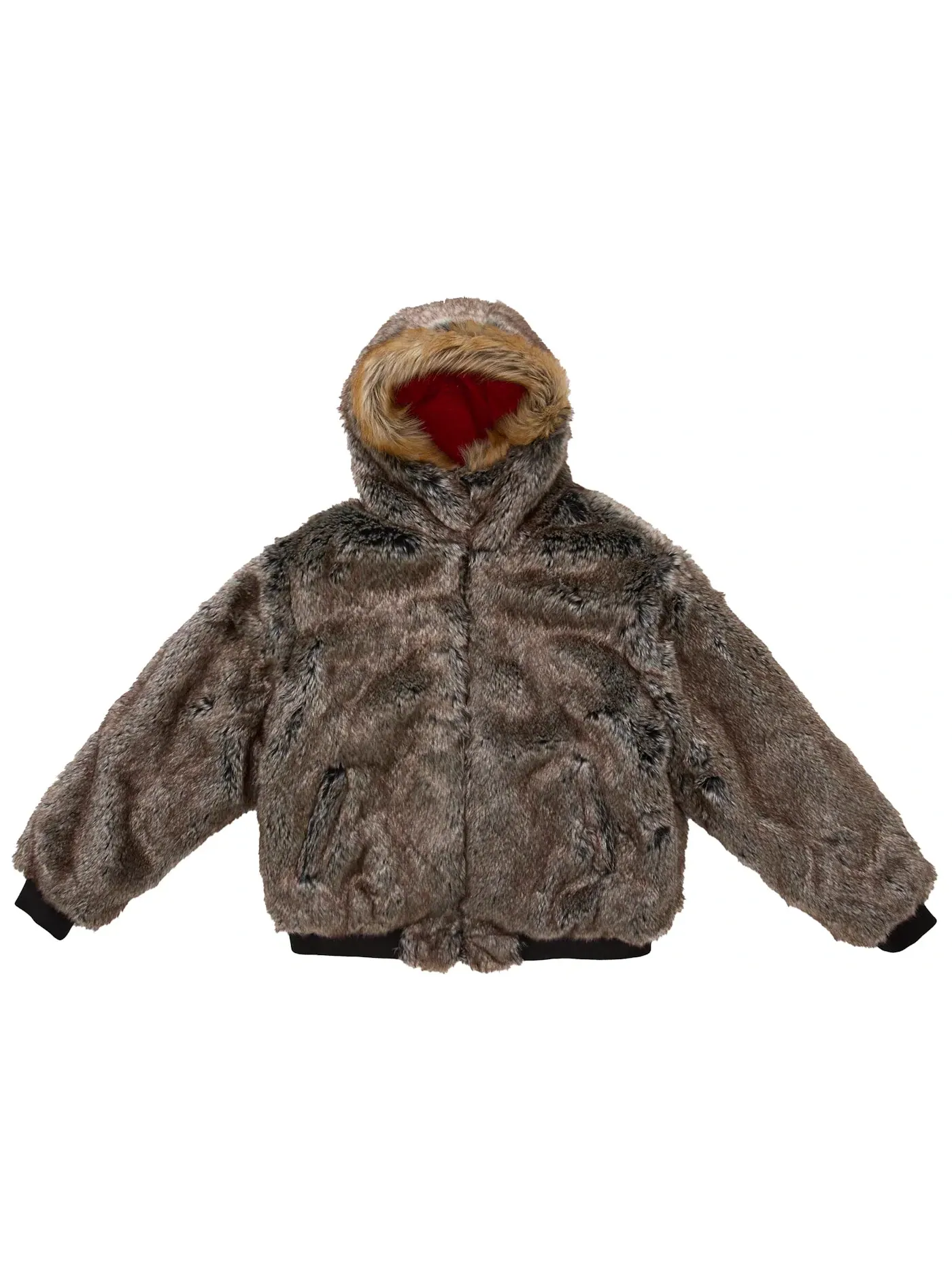 Мужская двусторонняя куртка с капюшоном из искусственного меха Jacket Supreme — изображение 4 из 4, красный