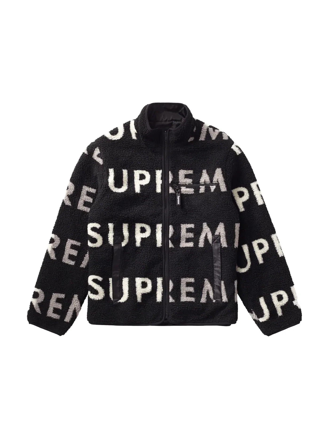 Мужская куртка на молнии с принтом Supreme Reversible Logo Fleece Jacket Supreme — изображение 1 из 1, черный