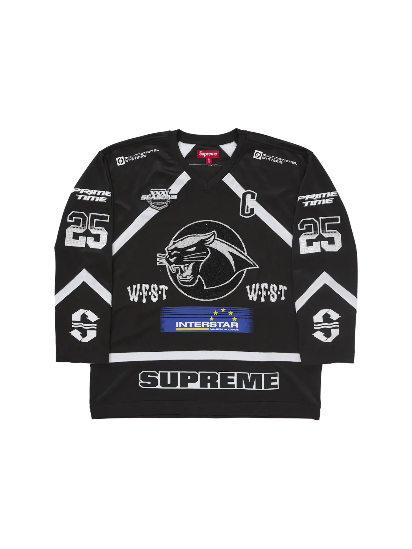 Мужская хоккейная джерси с принтом и стразами Jersey Supreme — изображение 1 из 2, черный