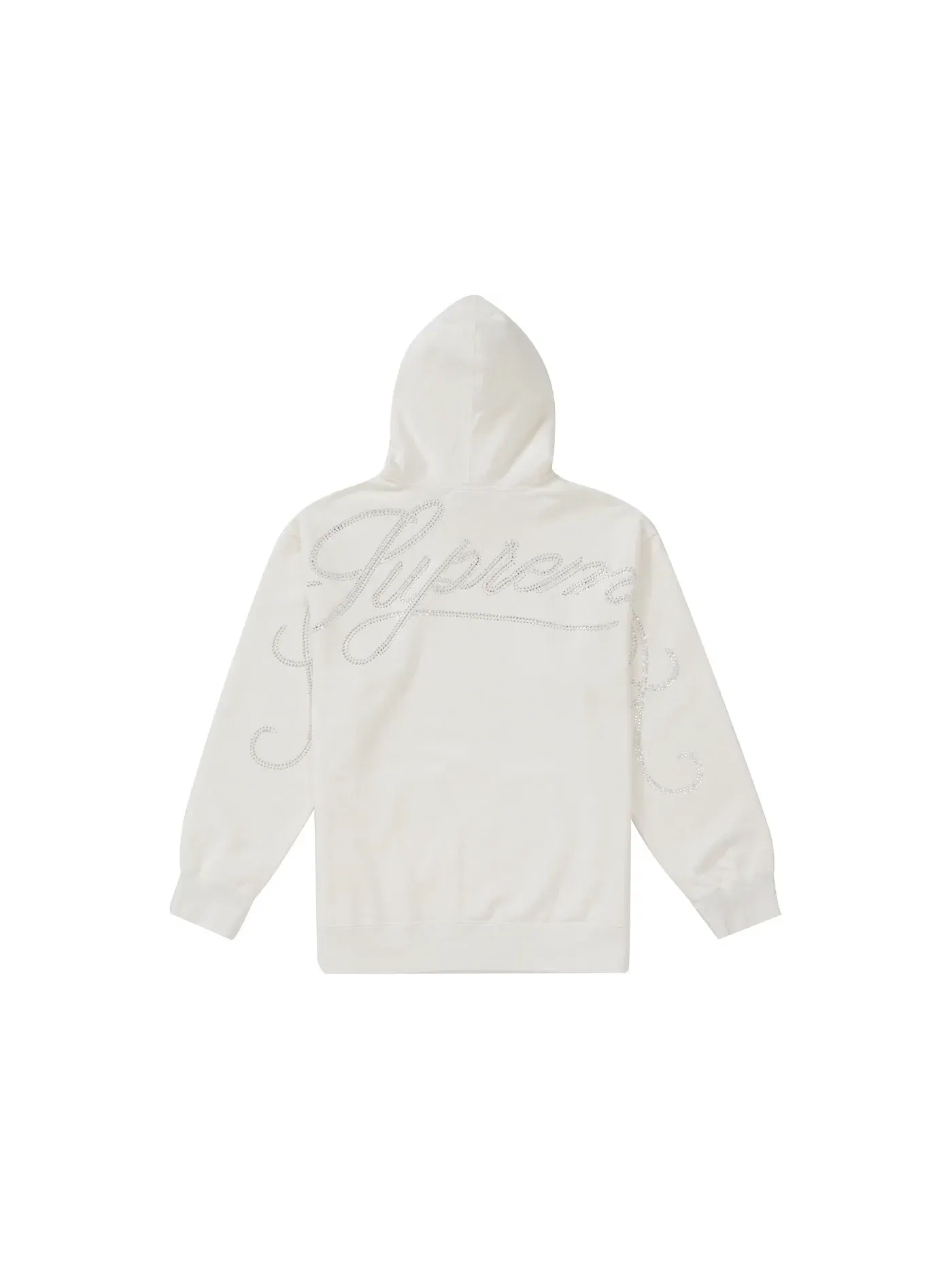 Мужской худи с принтом Supreme Rhinestone Script Sweatshirt — изображение 2 из 2, белый