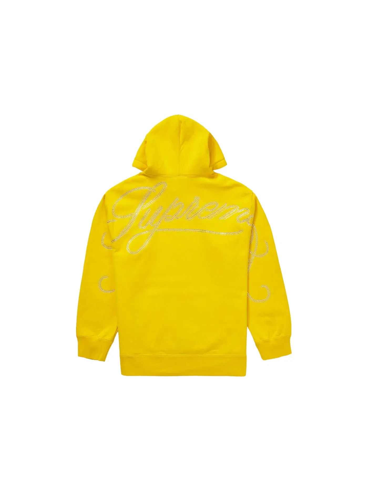 Мужской худи с принтом Supreme Rhinestone Script Sweatshirt — изображение 2 из 2, желтый