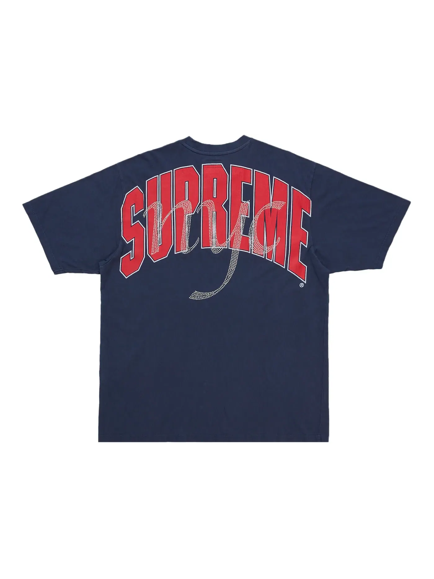 Мужская футболка с принтом Rhinestone Script Supreme — изображение 1 из 2, темно-синий