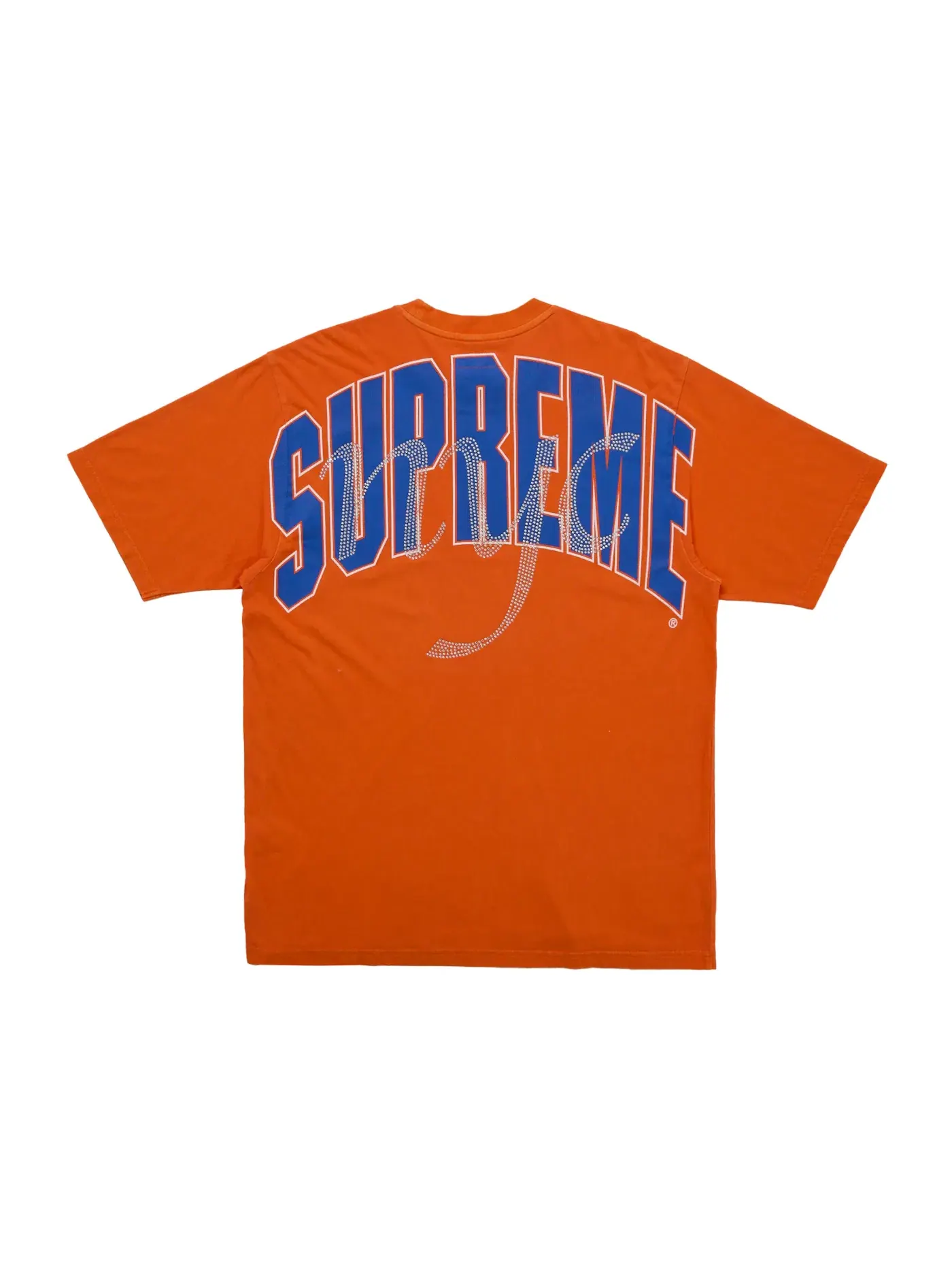 Мужская футболка с принтом Rhinestone Script Supreme — изображение 1 из 2, оранжевый