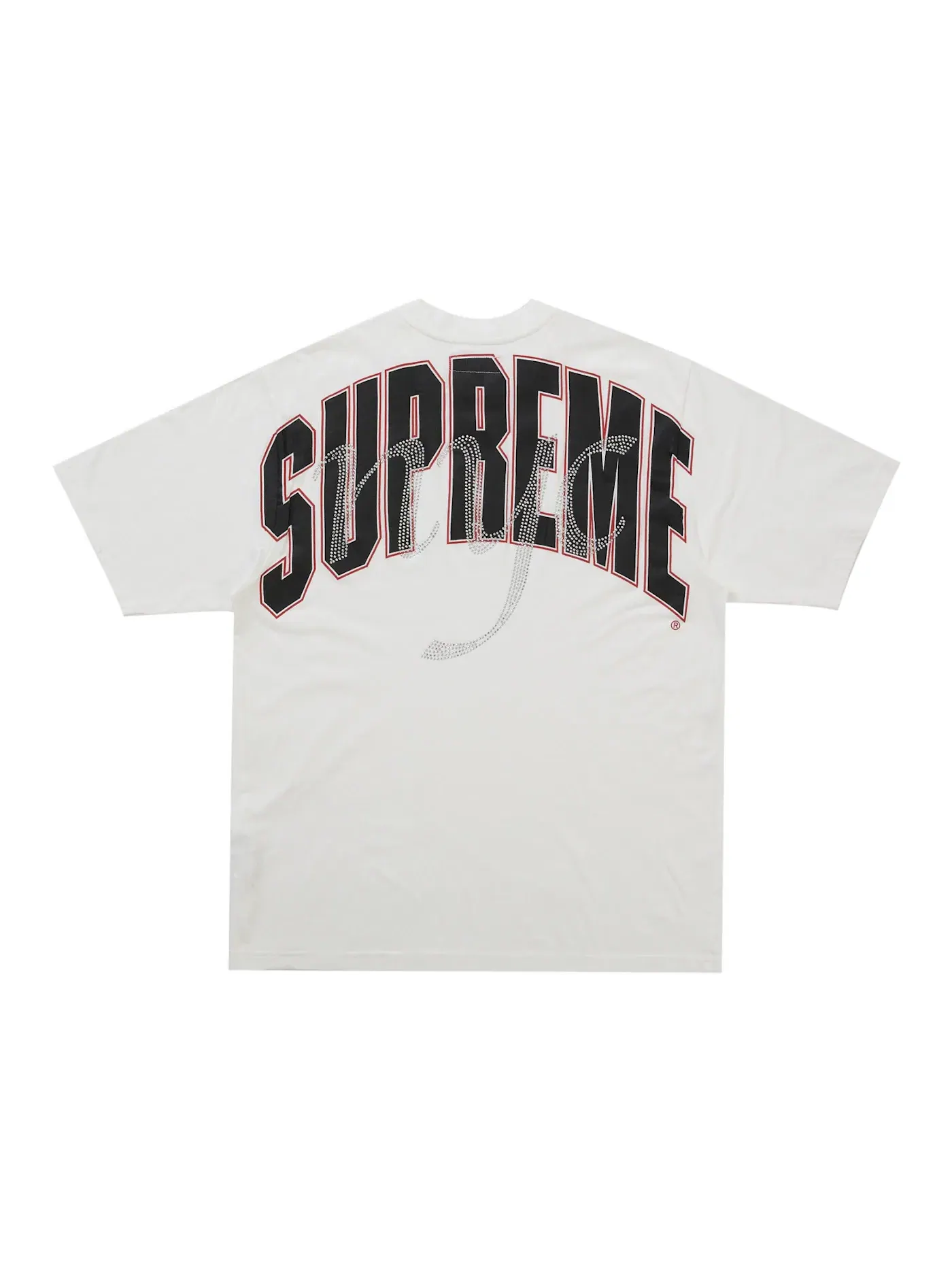Мужская футболка с принтом Supreme Rhinestone Script S/S Top — изображение 1 из 2, белый