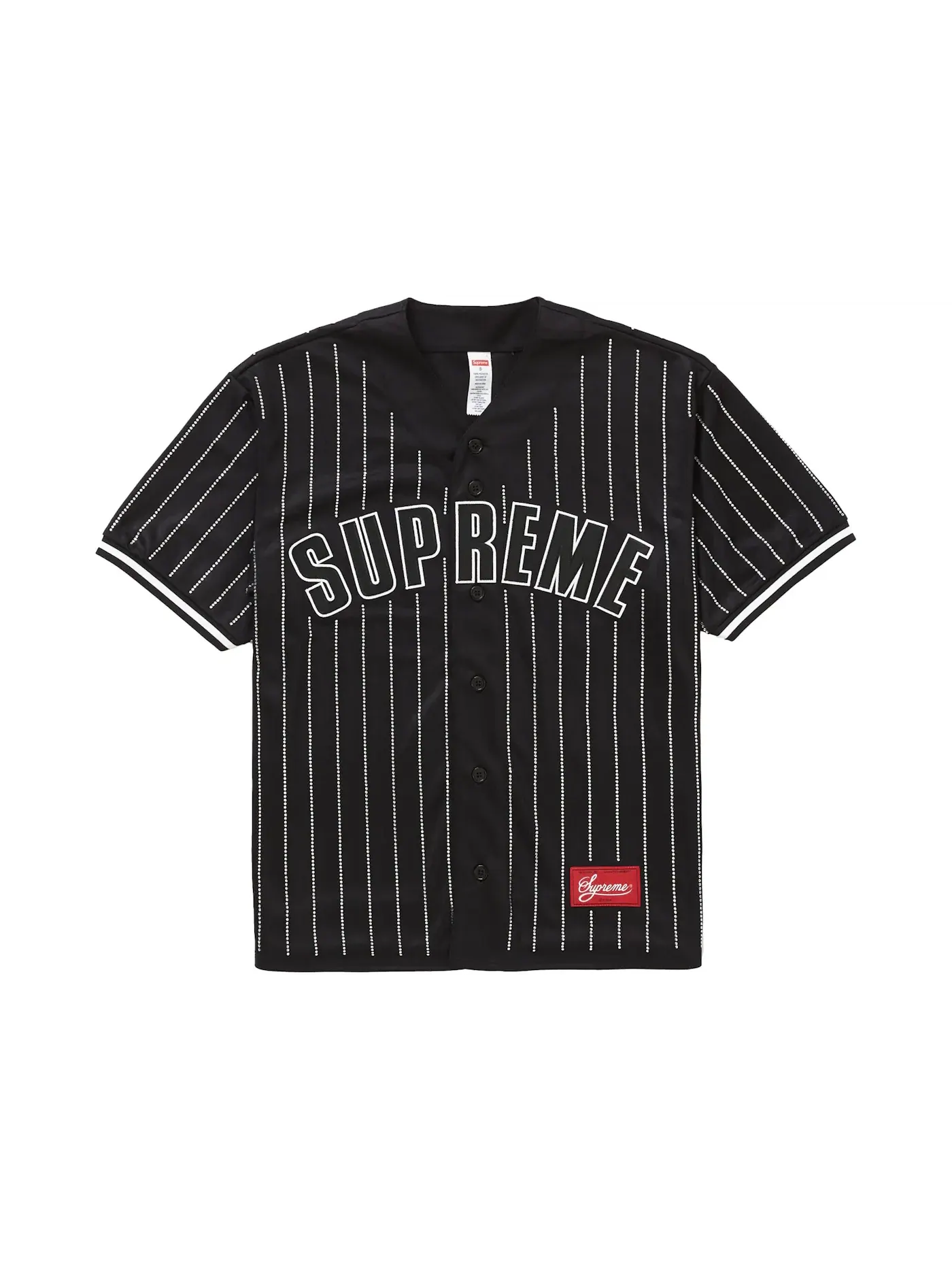 Мужская бейсбольная джерси с принтом Rhinestone Stripe Supreme — изображение 1 из 2, черный