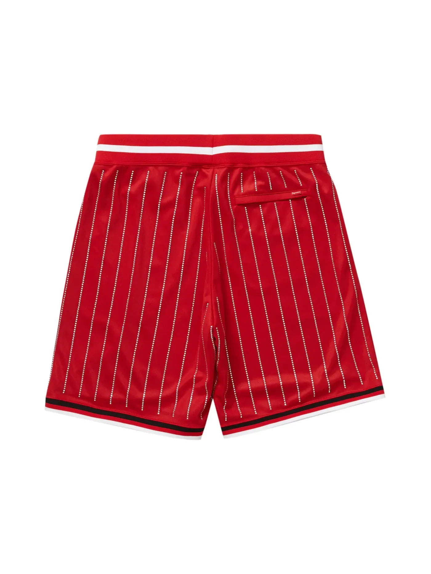 Мужские шорты с принтом Supreme Rhinestone Stripe Basketball Short — изображение 2 из 2, красный
