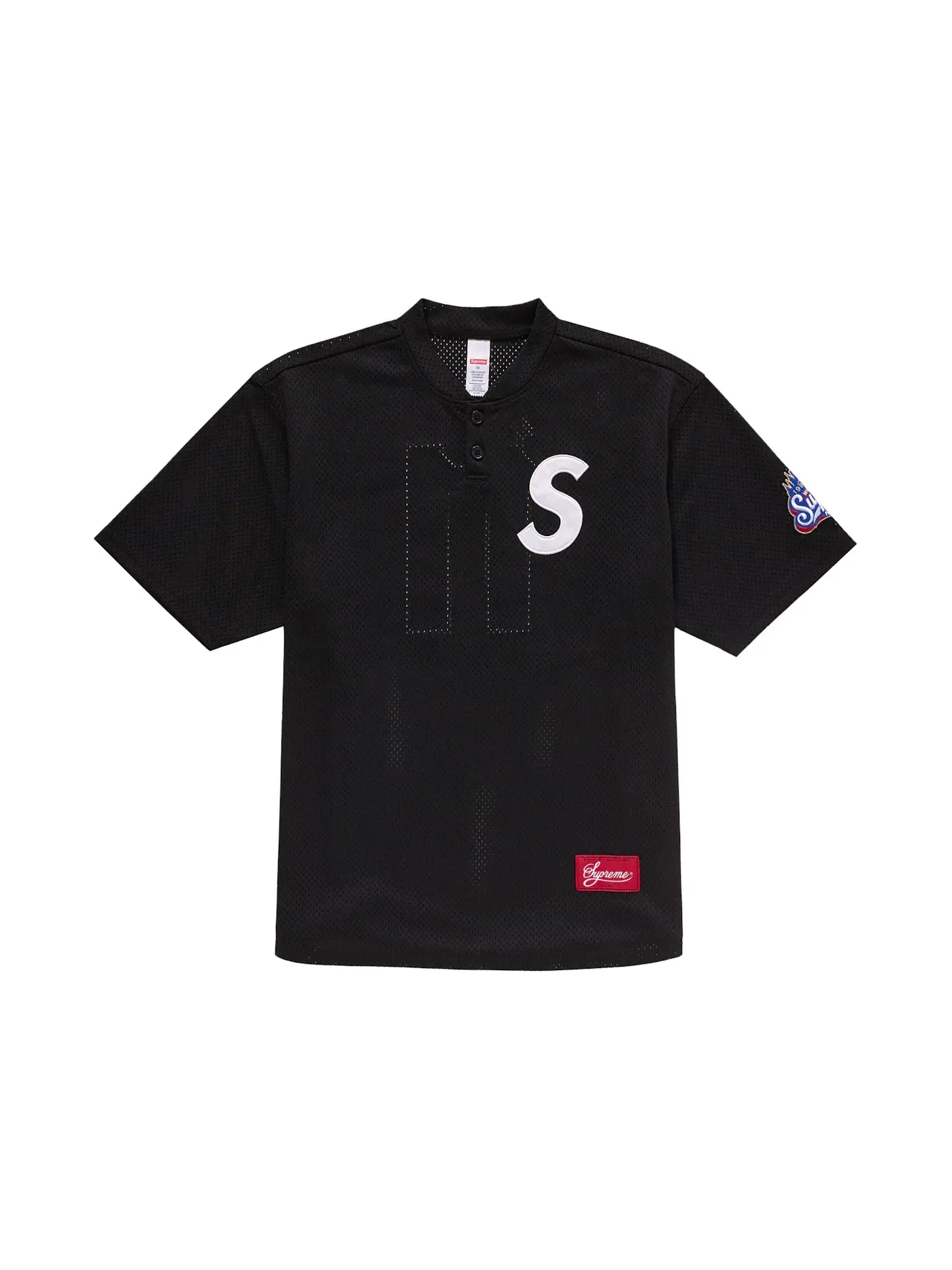 Мужская бейсбольная рубашка-поло с принтом Supreme S Logo Henley Supreme — изображение 1 из 2, черный