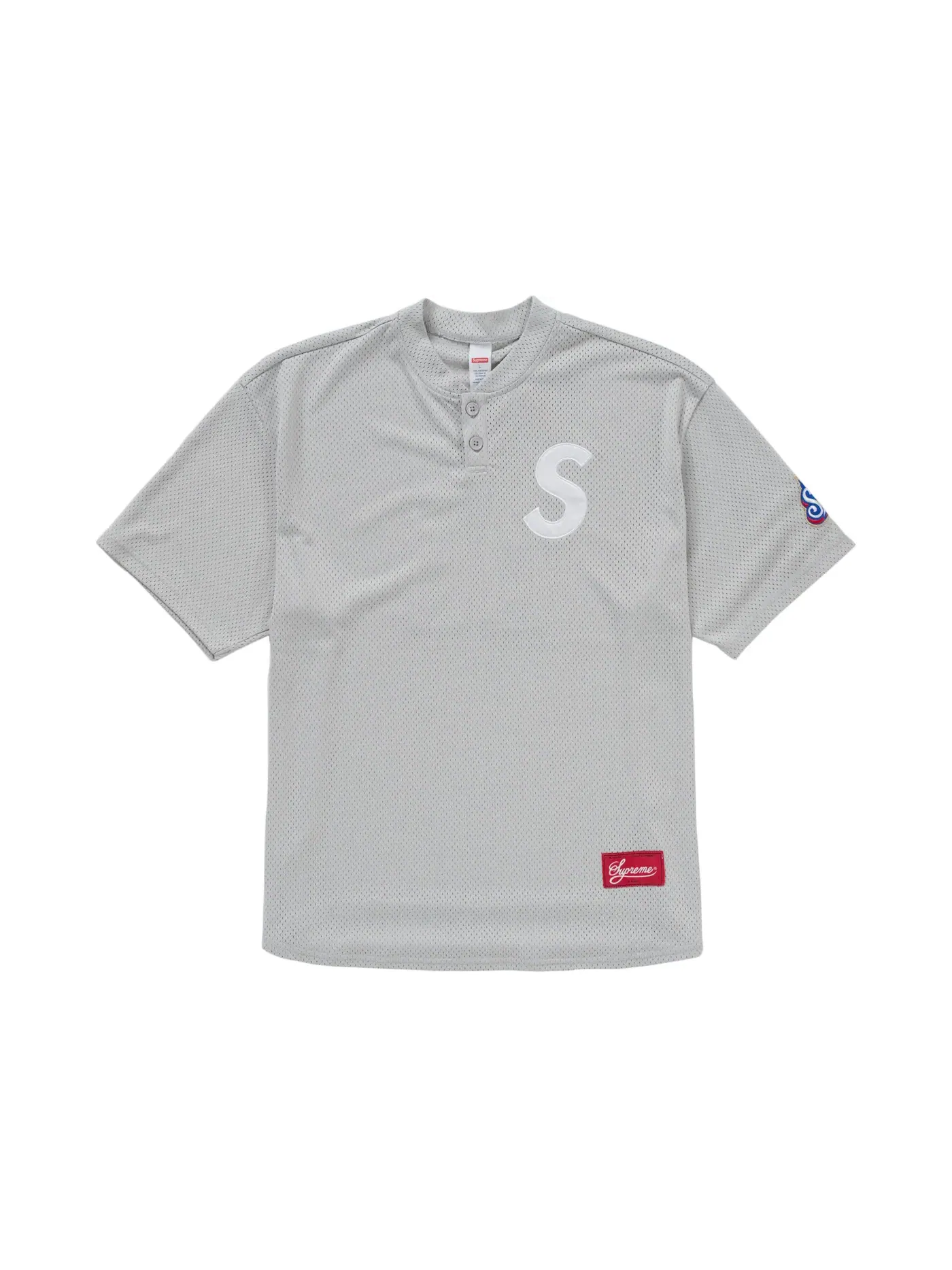 Мужская футболка-поло с длинным рукавом Supreme S Logo Baseball Henley — изображение 1 из 2, серый