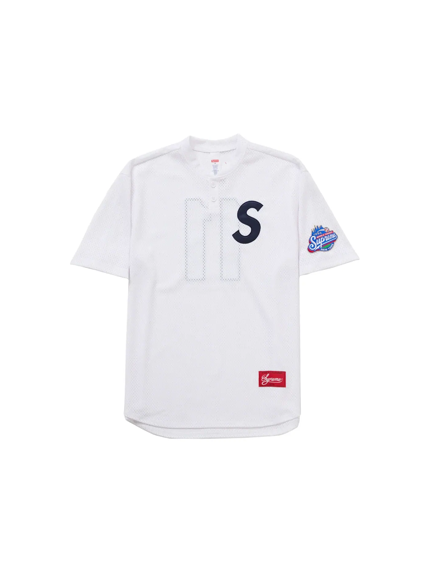 Мужская футболка-поло Supreme S Logo Baseball Henley (SS25) — изображение 1 из 1, белый