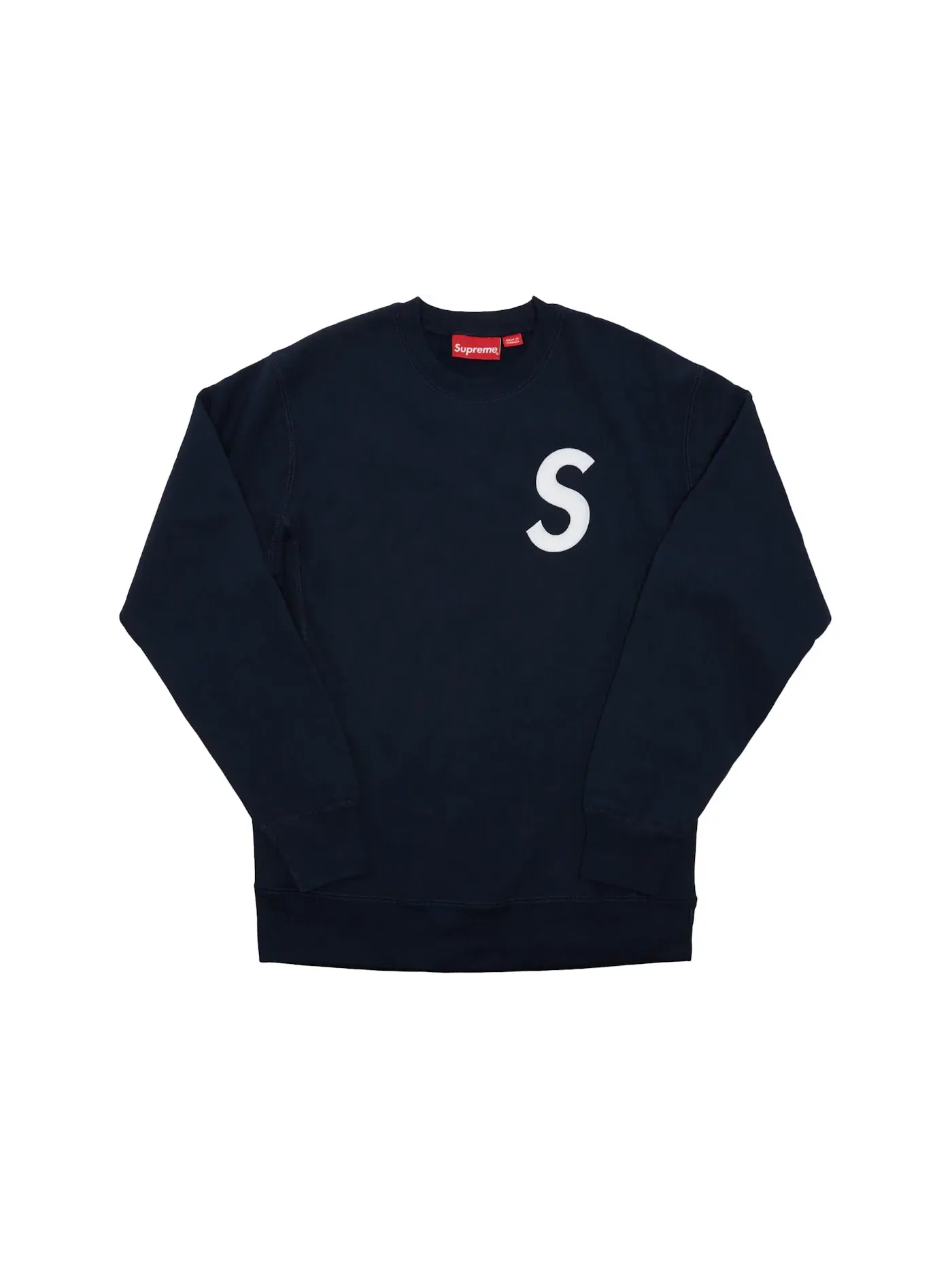 Мужской свитшот с принтом Supreme S Logo Crewneck — изображение 1 из 1, темно-синий