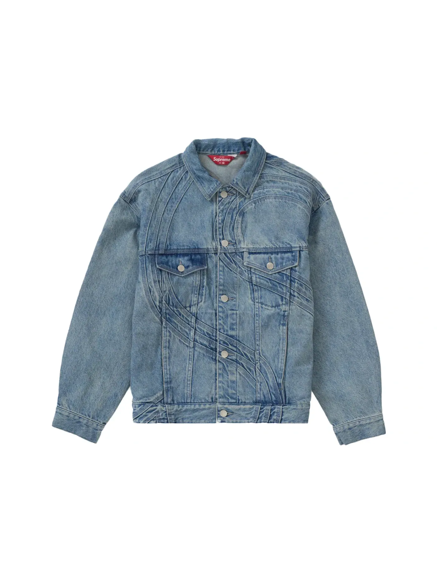 Мужская джинсовая куртка Supreme S Logo Denim Trucker Jacket — изображение 1 из 2, синий