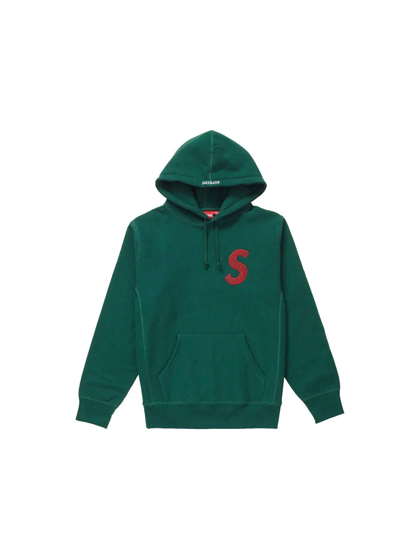 Мужской свитшот с капюшоном Supreme S Logo — изображение 1 из 1, темный зеленый