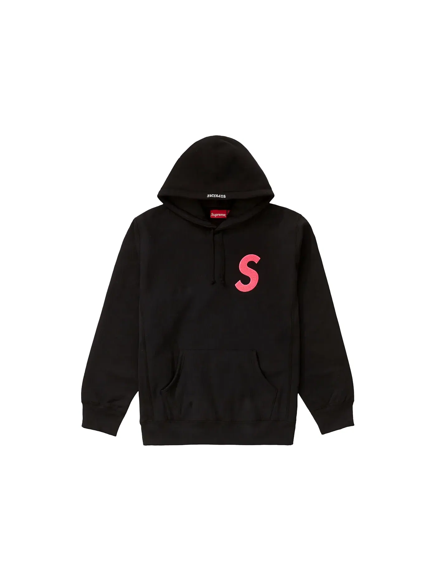 Мужской худи с контрастным аппликационным логотипом Supreme Hooded Sweatshirt (FW19) — изображение 1 из 1, черный