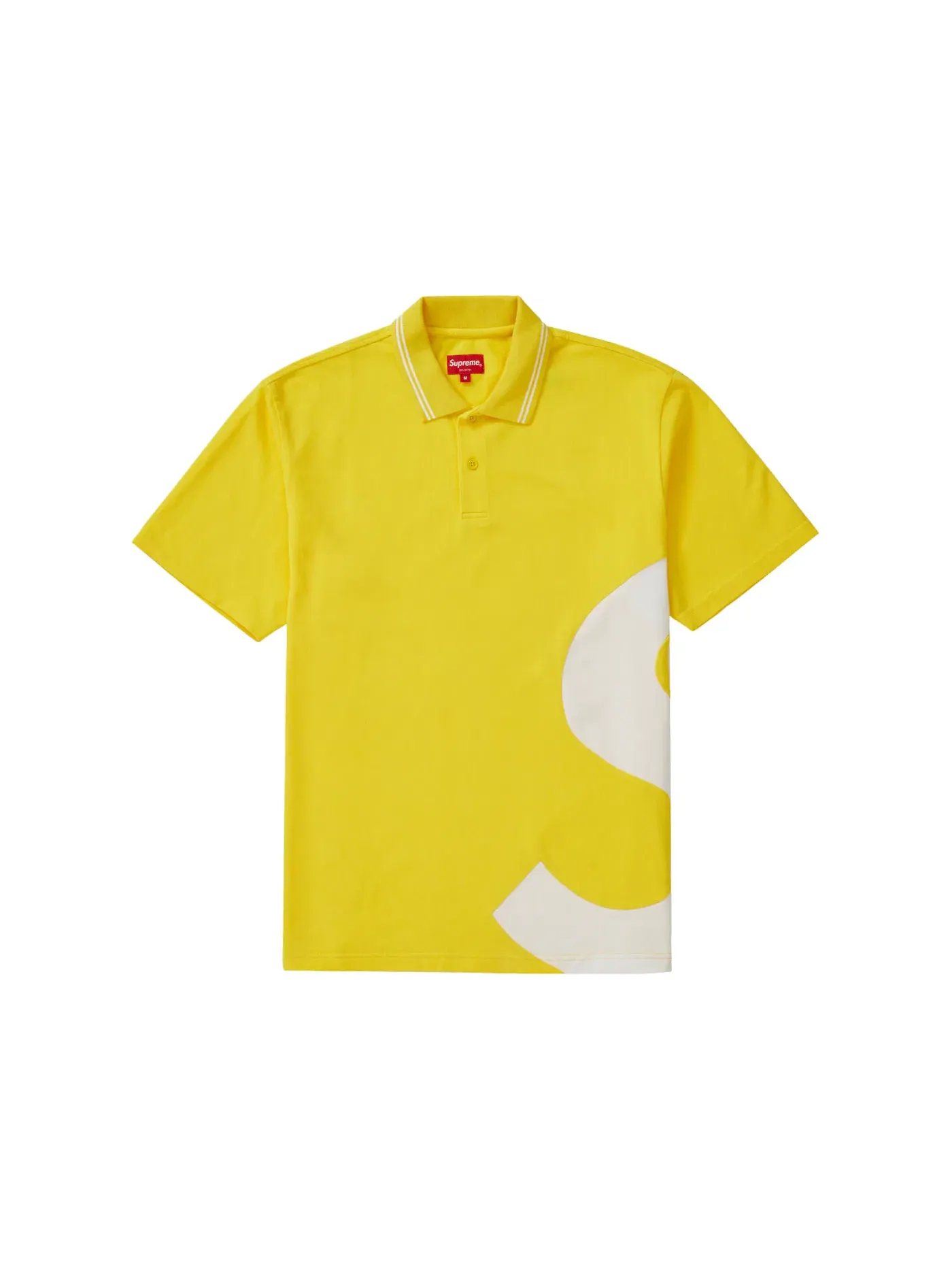 Мужская футболка-поло с принтом Supreme S Logo Yellow — изображение 1 из 2