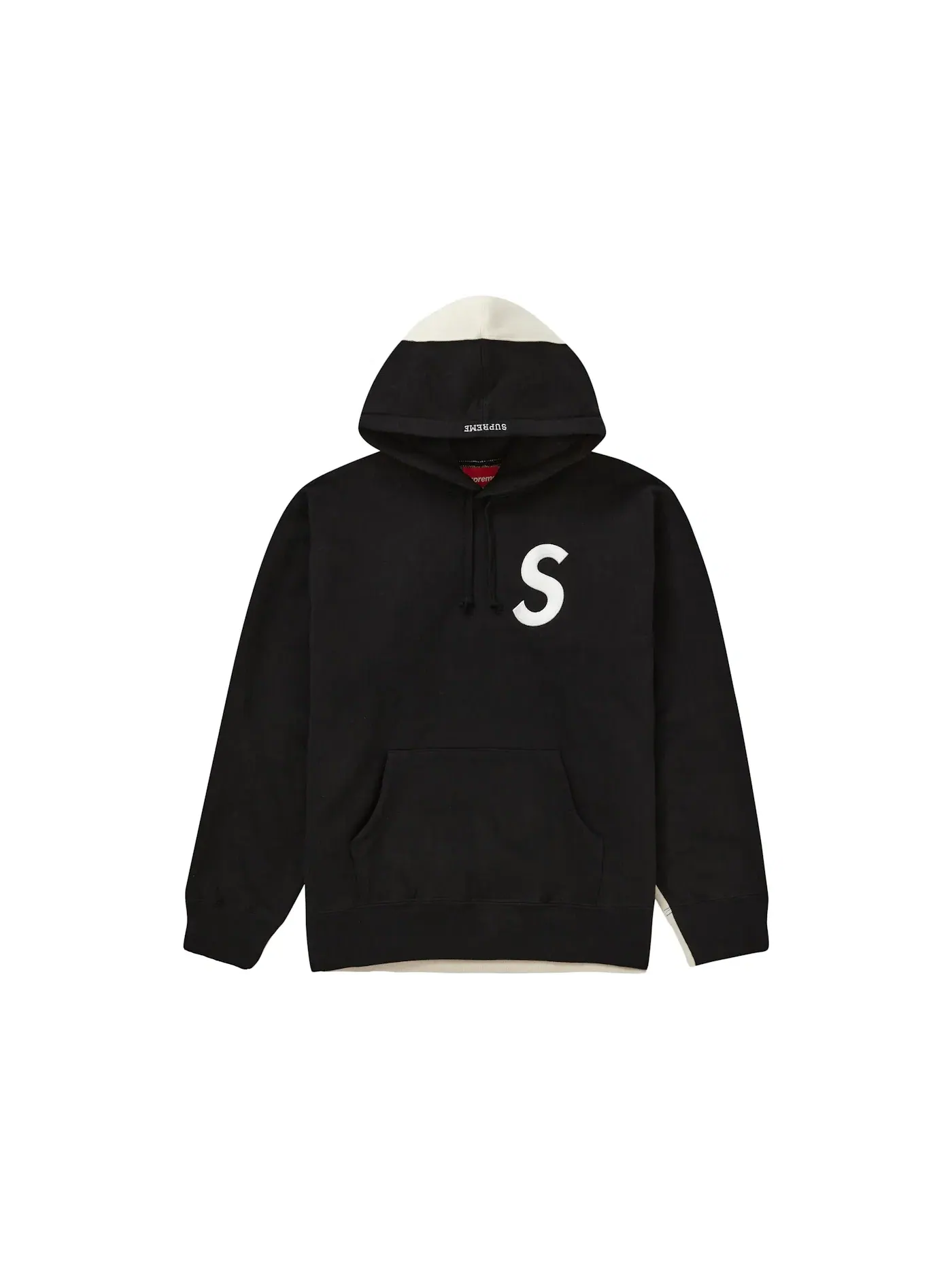 Мужской худи с принтом Supreme S Logo Split Hooded Sweatshirt — изображение 1 из 2, черный