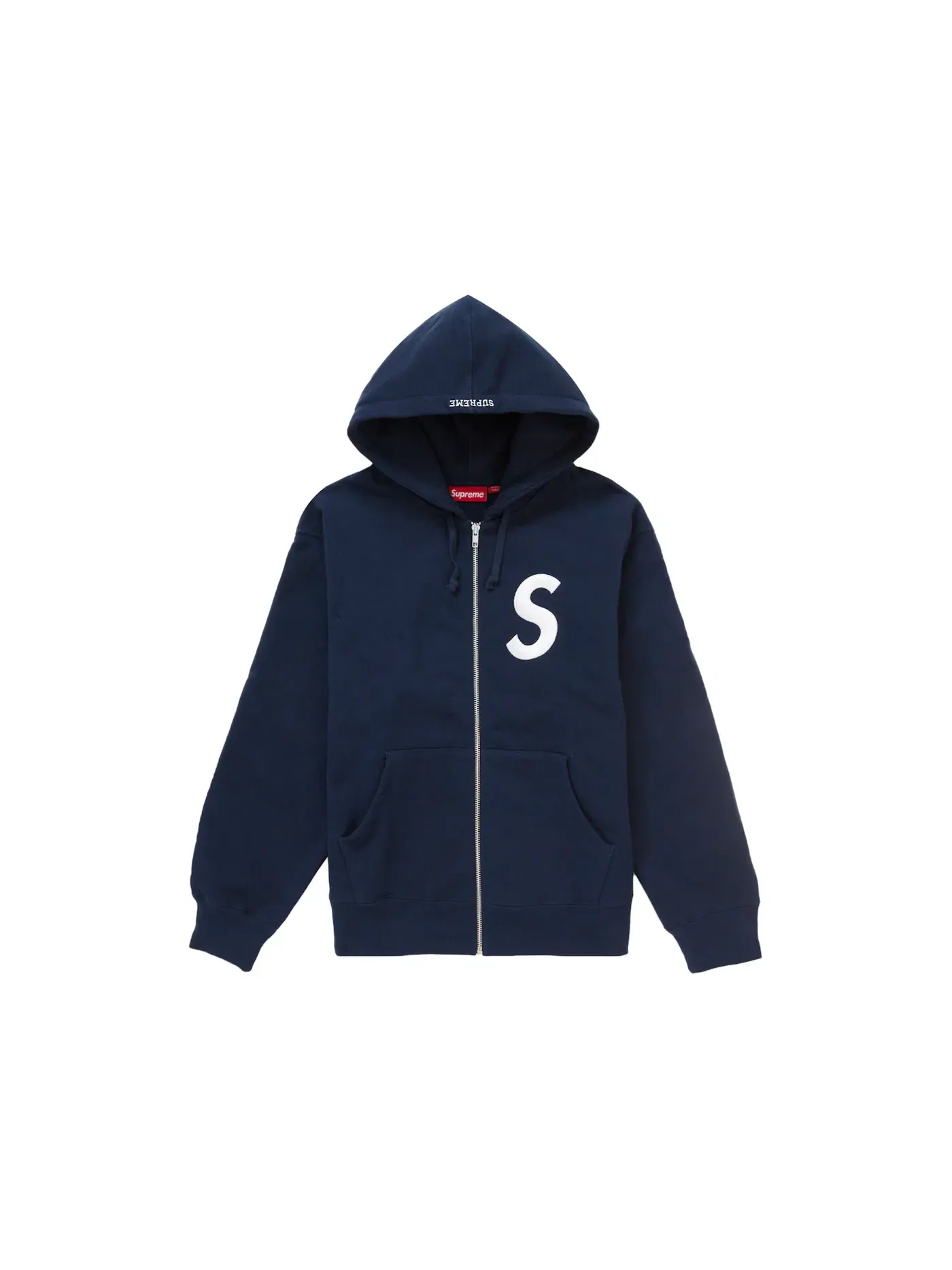 Мужская худи Supreme S Logo Zip Up Hooded Sweatshirt (FW24) — изображение 1 из 1, темно-синий