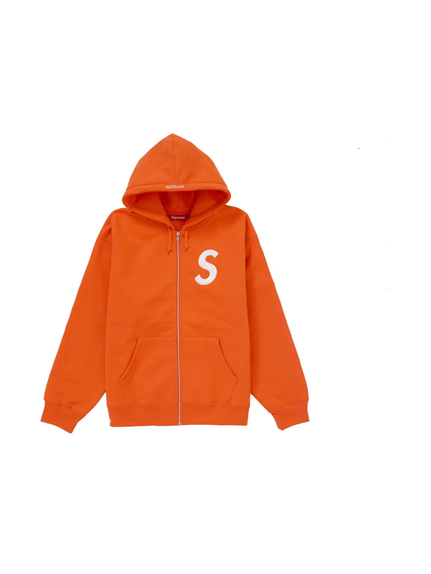 Мужская худи с молнией Supreme S Logo Zip Up Hooded Sweatshirt (FW24) — изображение 1 из 1, яркий оранжевый