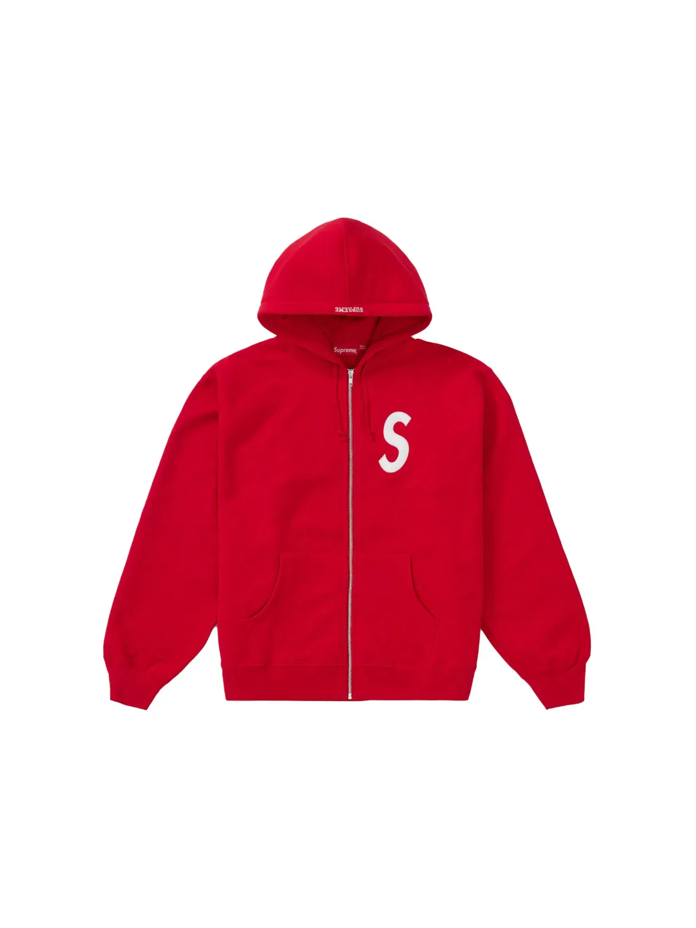 Мужская худи на молнии с капюшоном Supreme S Logo Zip Up Hooded Sweatshirt — изображение 1 из 1, красный