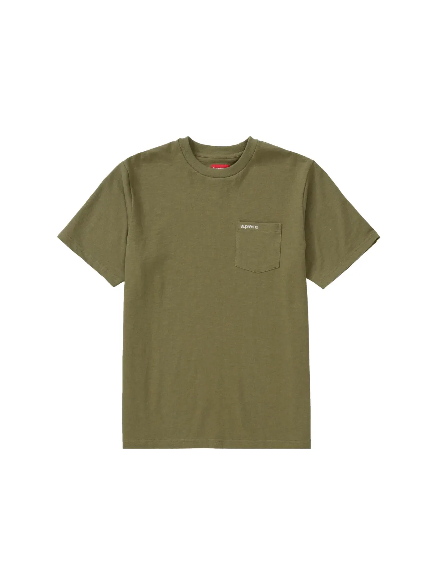 Мужская футболка с нагрудным карманом Supreme Tee (SS21) — изображение 1 из 1, светлый оливковый
