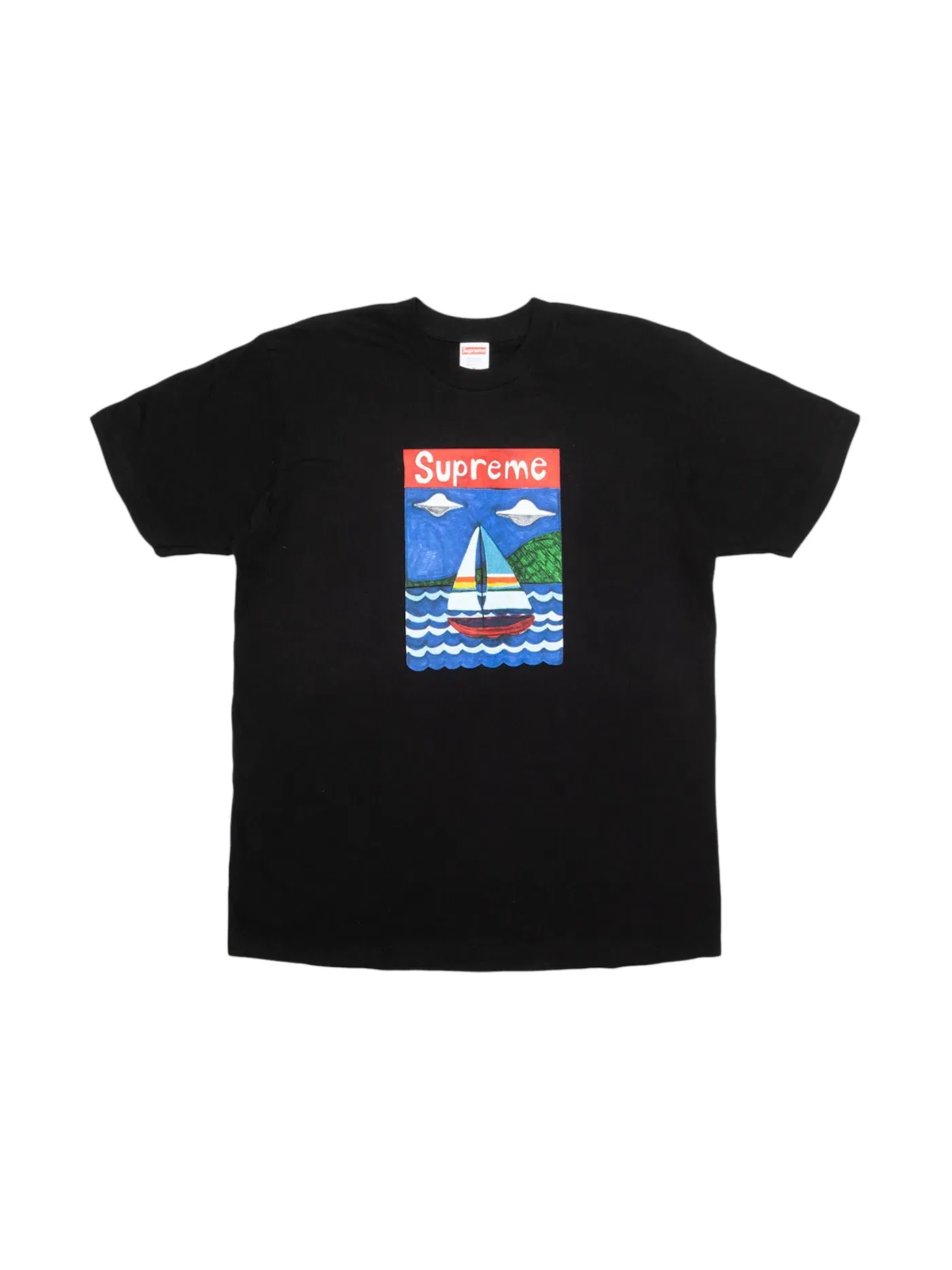 Мужская футболка с принтом Sailboat Supreme — изображение 1 из 1, черный