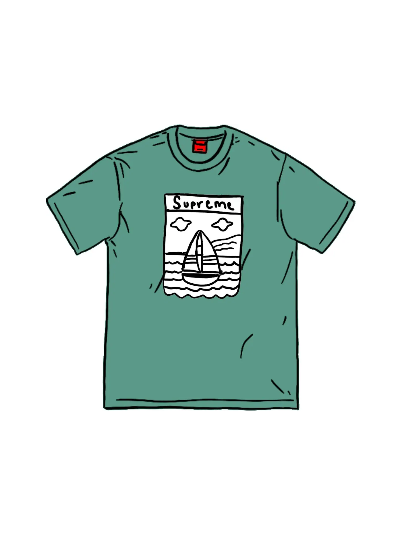 Мужская футболка с принтом Supreme Sailboat Tee — изображение 1 из 1, голубой