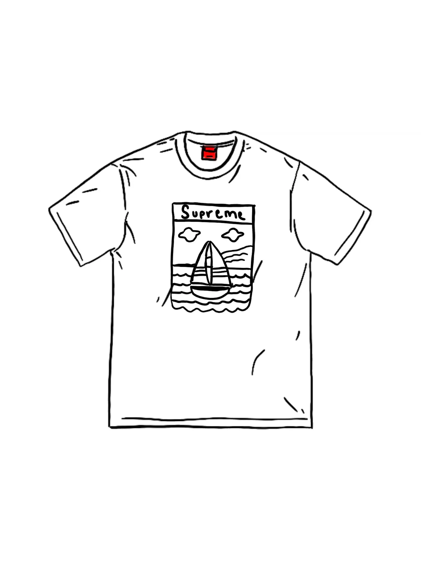 Мужская футболка с принтом Sailboat Supreme — изображение 1 из 1, белый