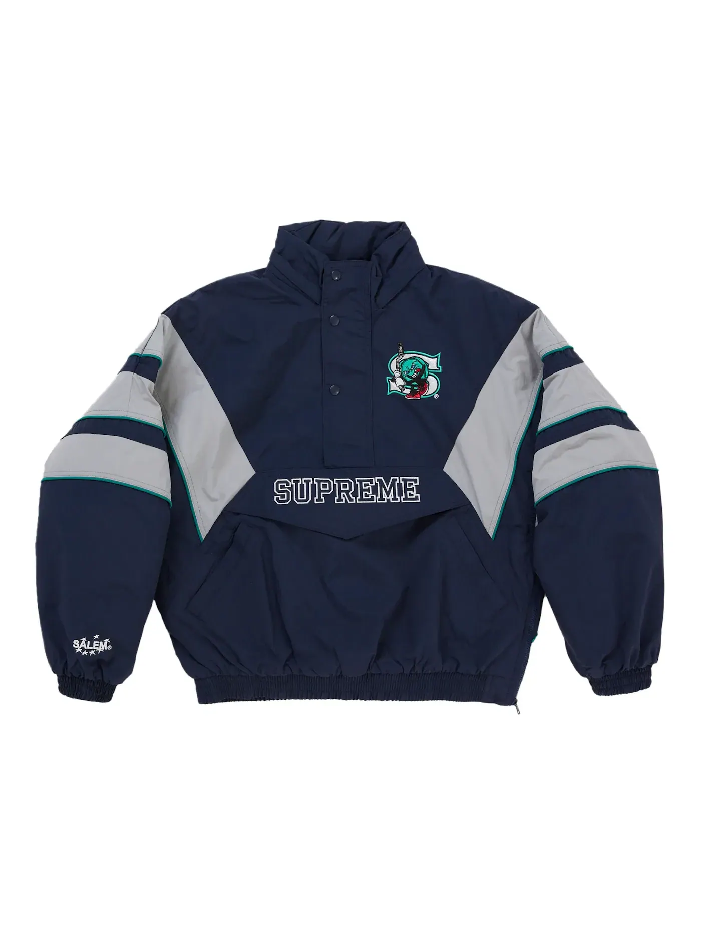 Мужская куртка с полузастежкой-молнией Supreme SALEM Half Zip Stadium Jacket — изображение 2 из 4, темно-синий