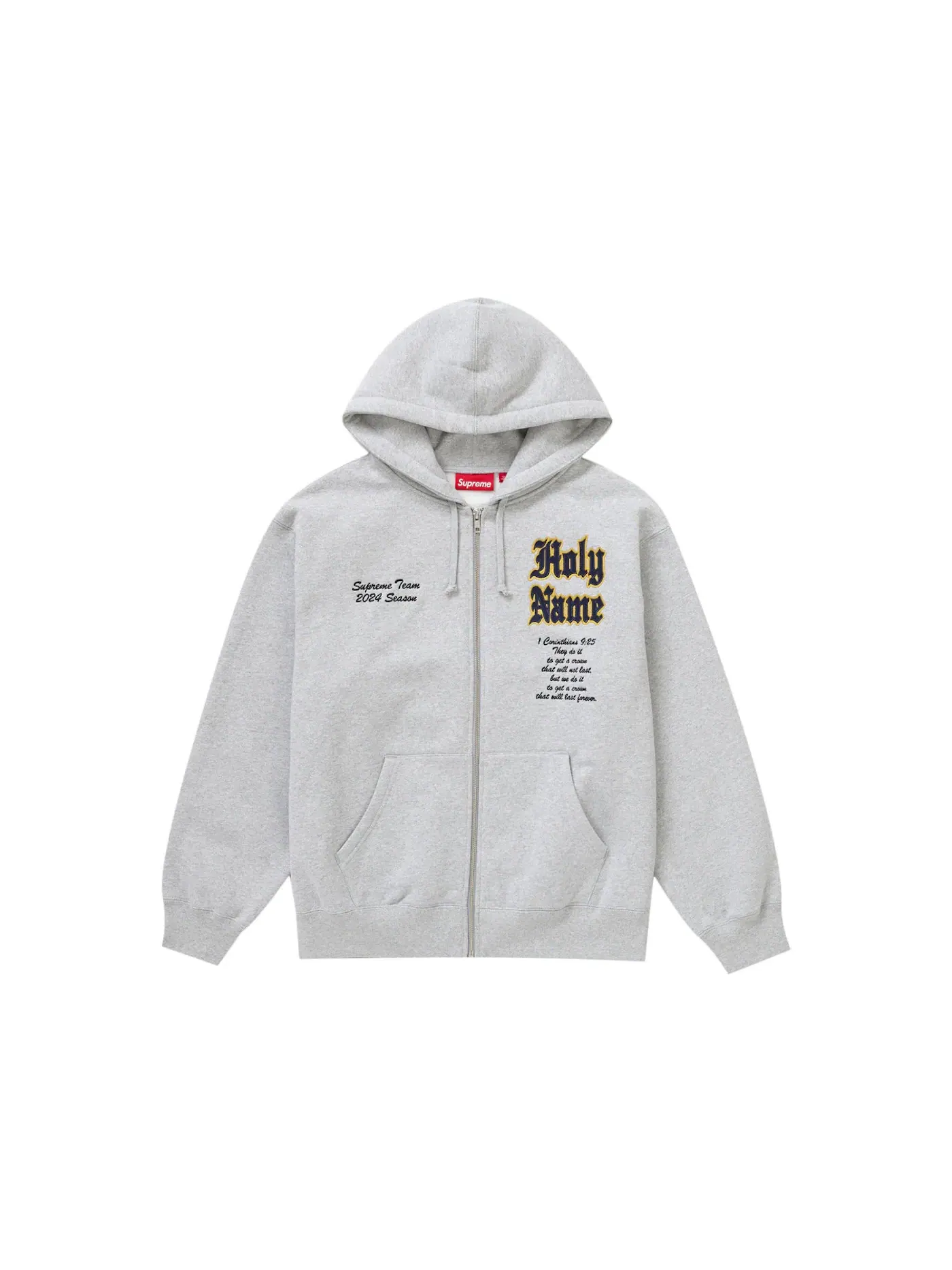 Мужская худи на молнии с вышивкой Supreme Salvation XX Zip Up Hooded Sweatshirt Supreme — изображение 1 из 2, серый