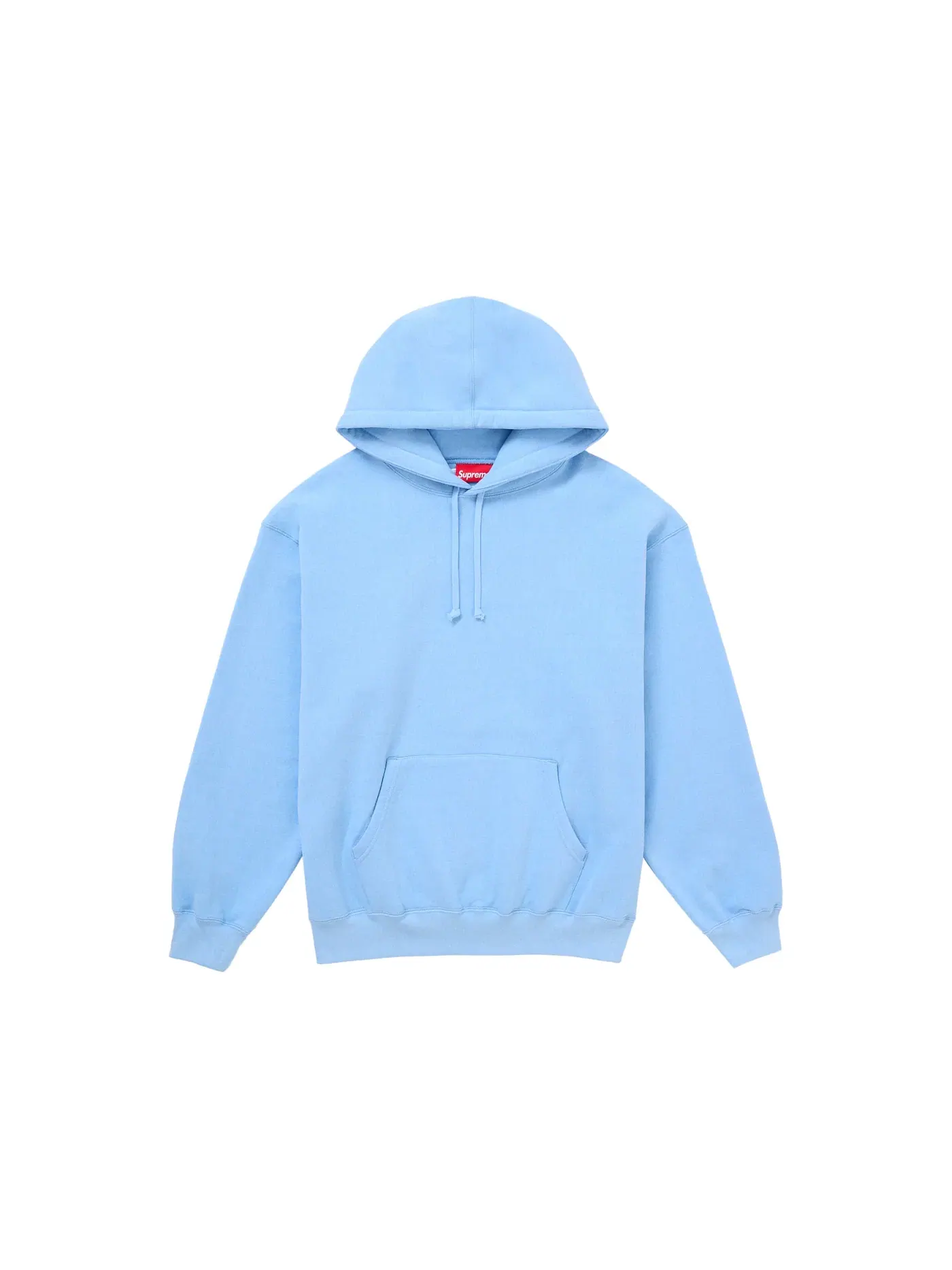 Мужской свитшот с капюшоном с сатиновой аппликацией Supreme — изображение 2 из 2, светлый синий
