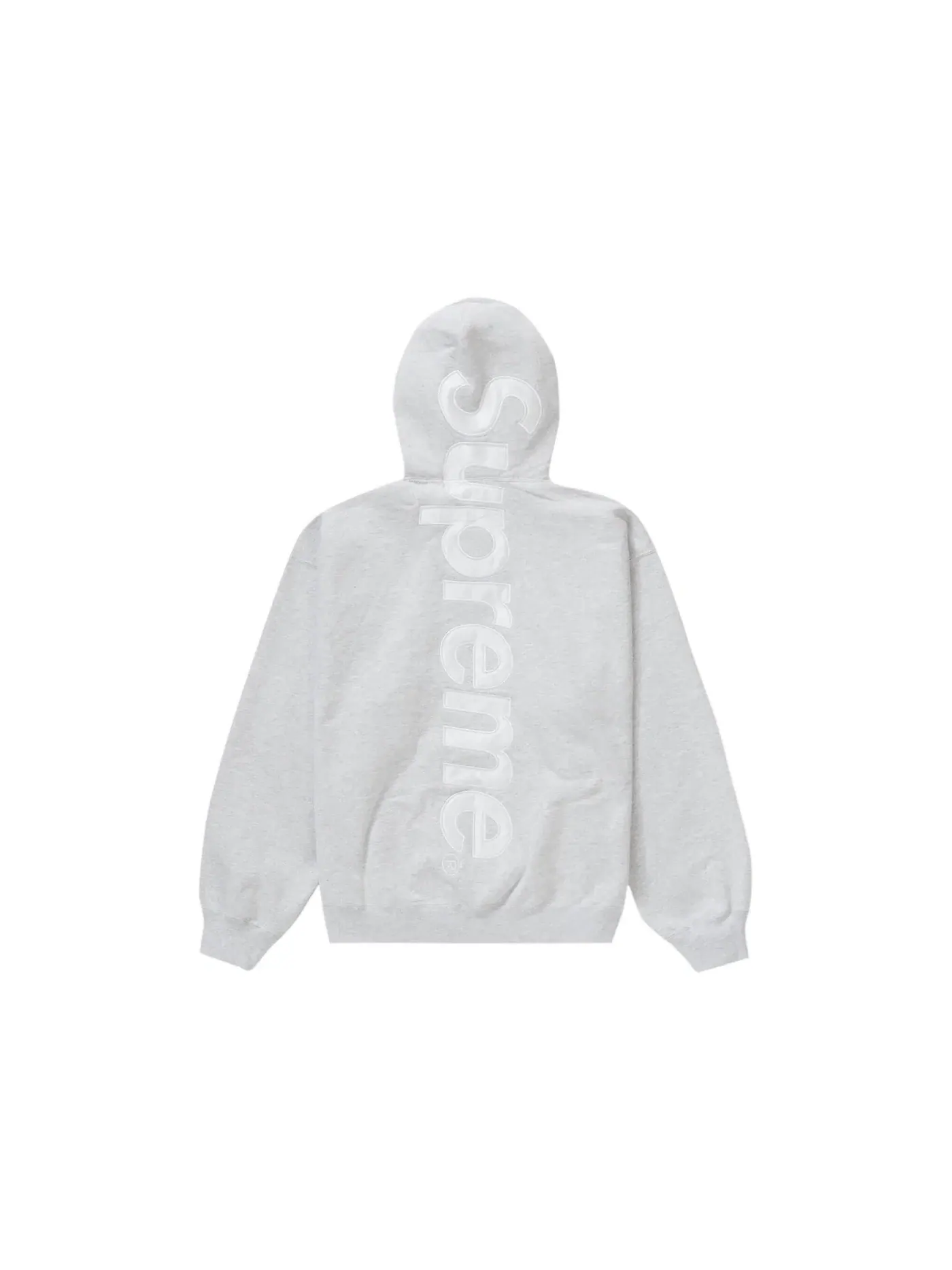 Мужской свитшот с капюшоном с сатиновой аппликацией Supreme Sweatshirt (FW23) — изображение 1 из 2, серый